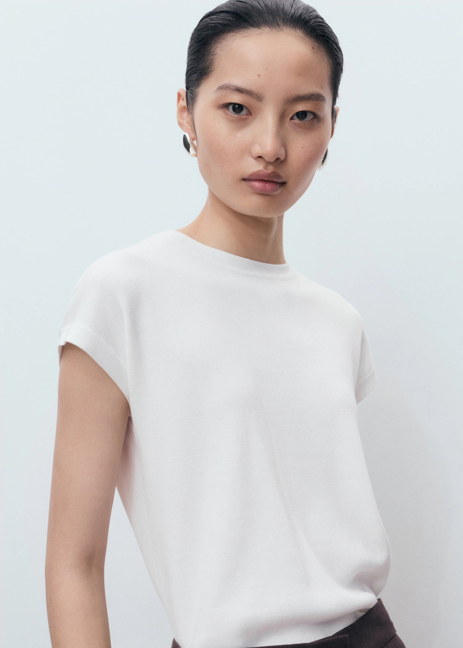 Short Sleeved Knitted Cotton Sweater