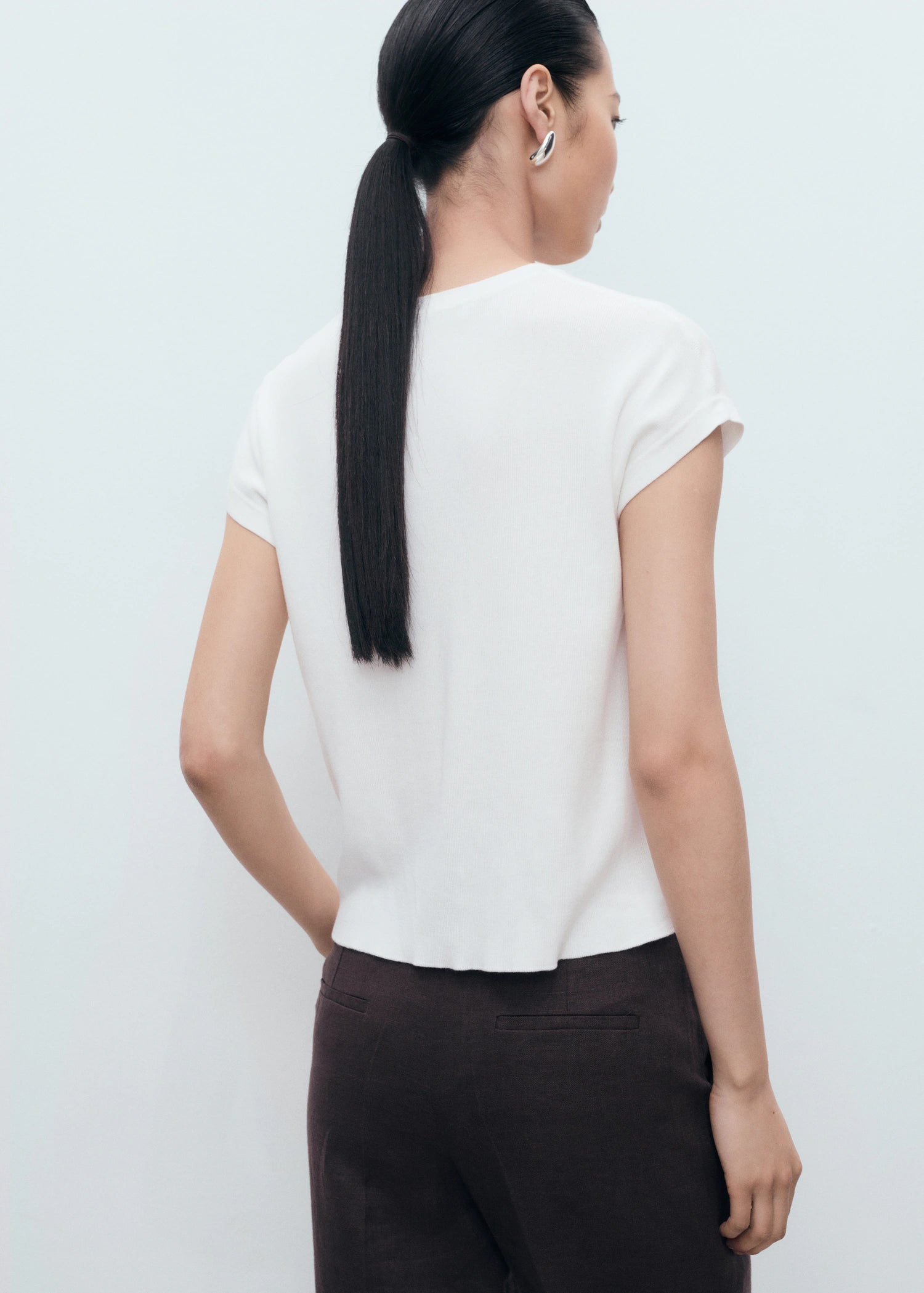 Short Sleeved Knitted Cotton Sweater