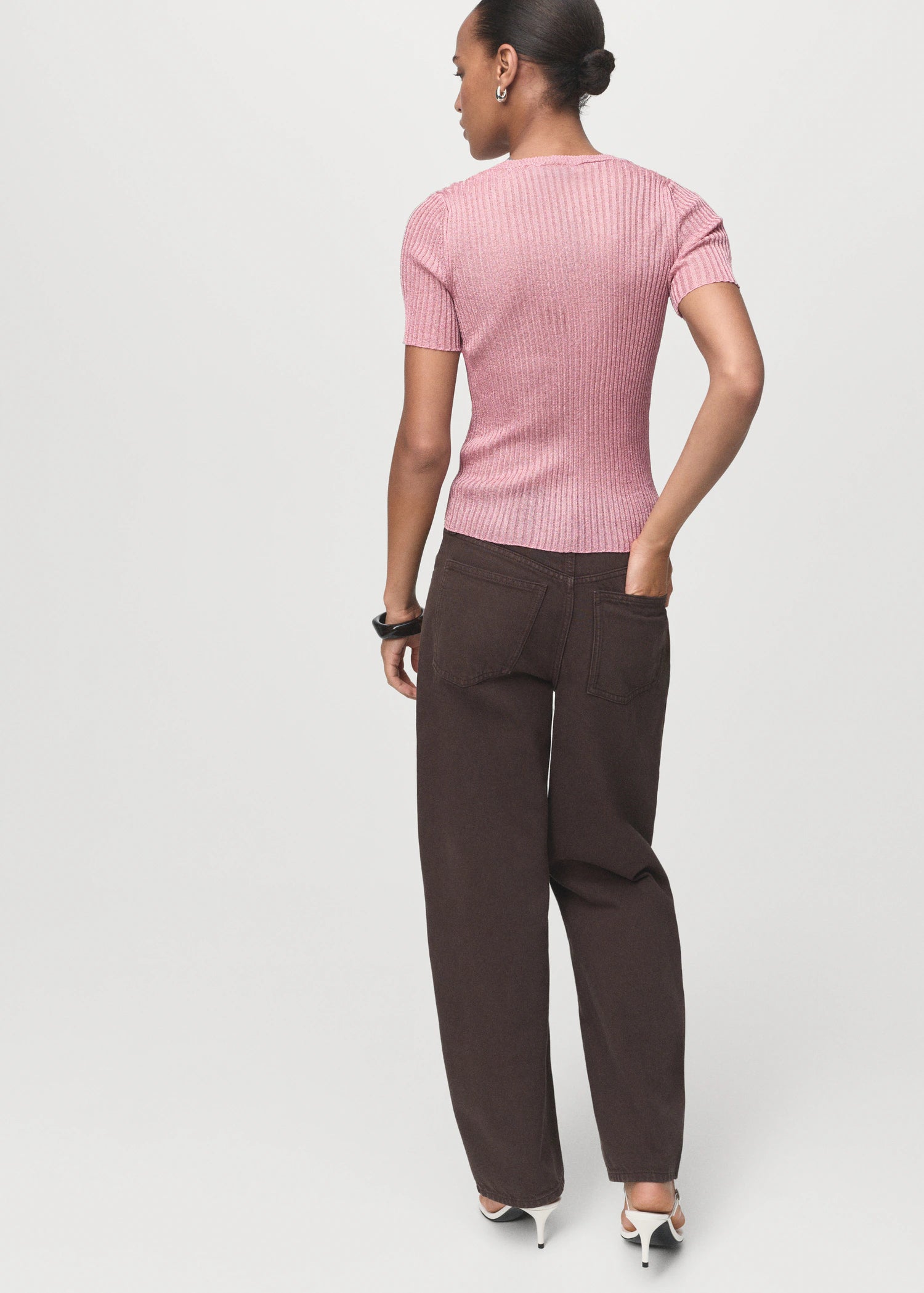 Short Sleeved Lurex Sweater