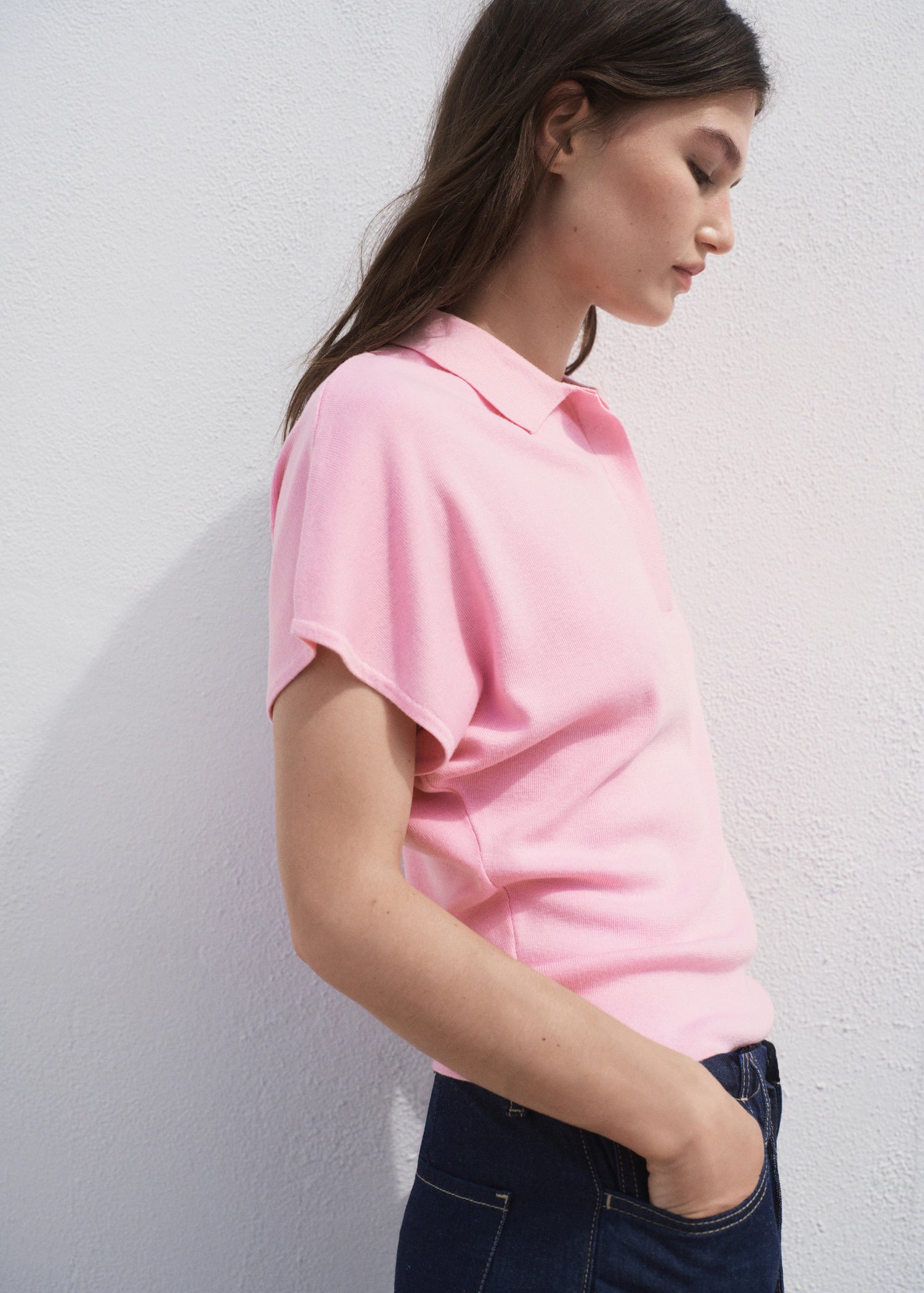 Short Sleeved Polo Neck Sweater