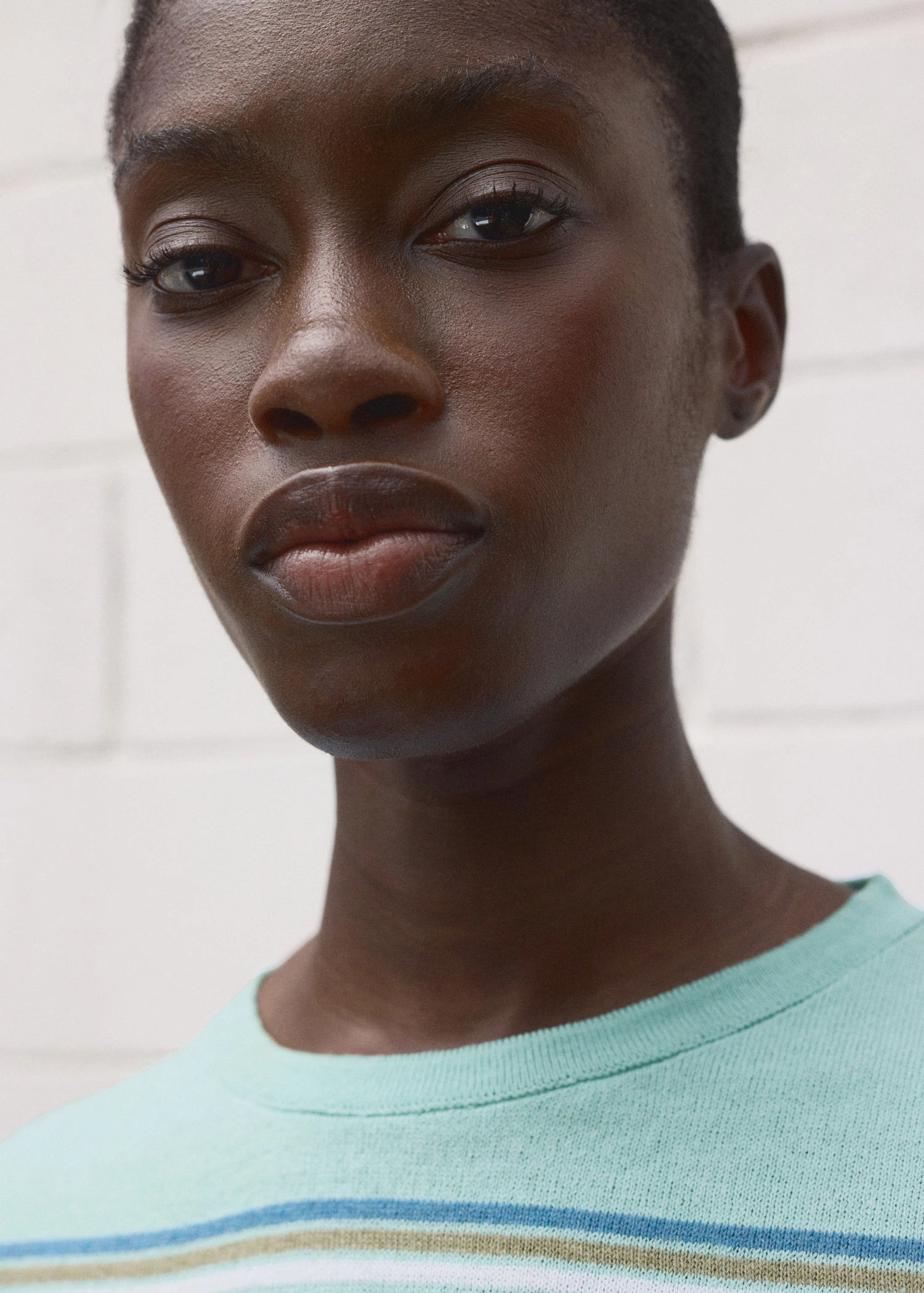 Short Sleeved Sweater With Combined Stripes