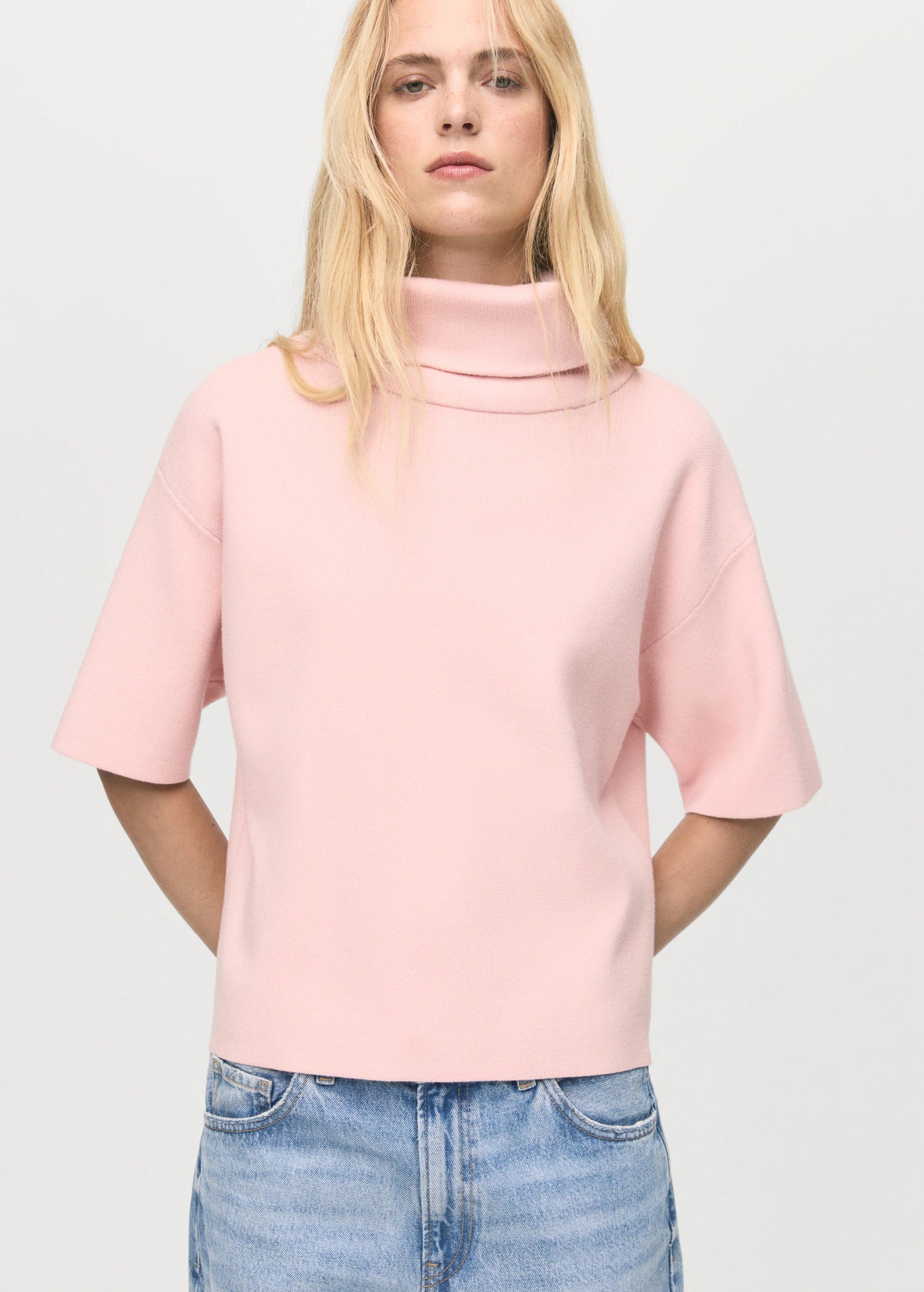 Short Sleeved Turtleneck Sweater