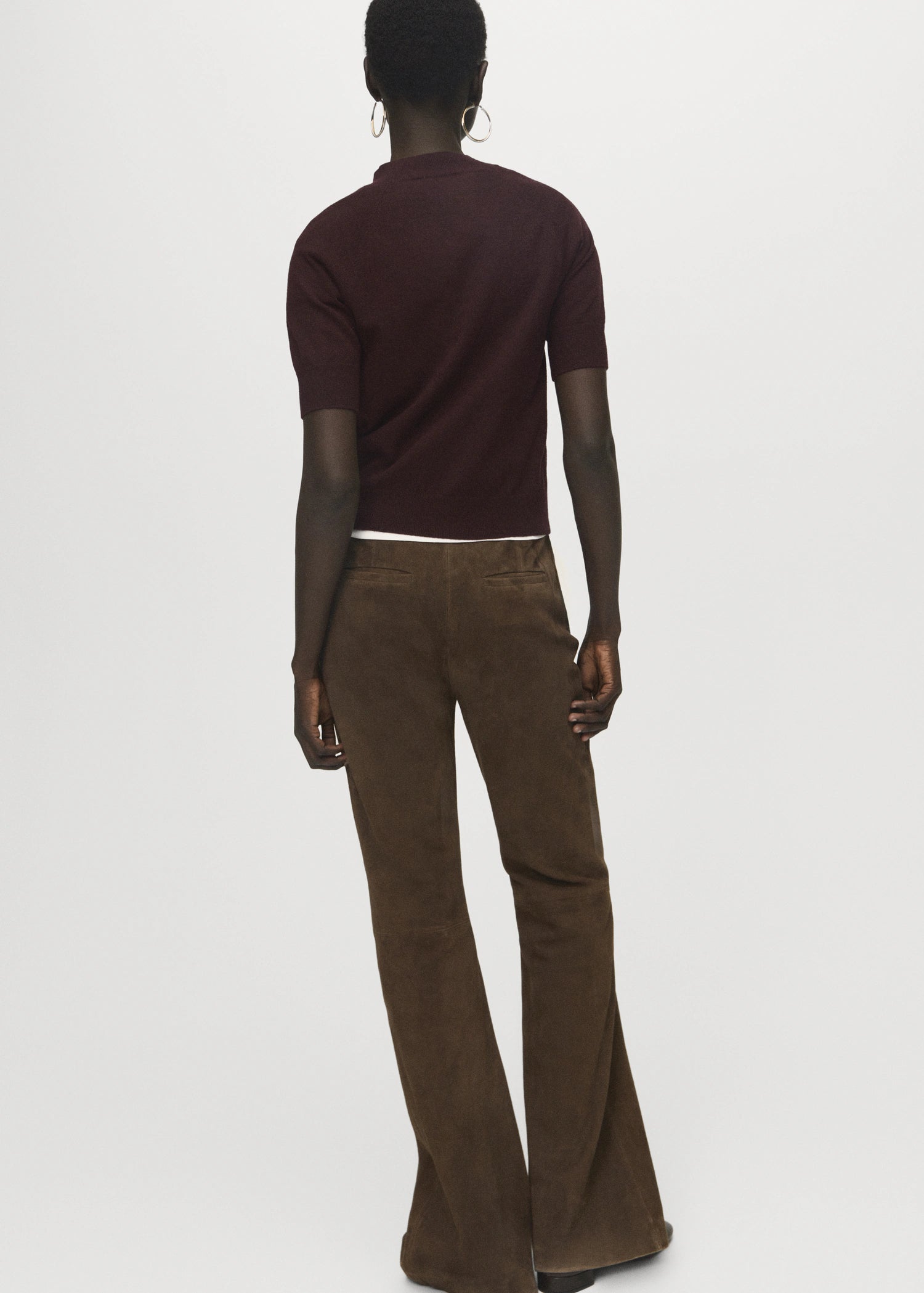 Short Sleeved Wool Blend Sweater