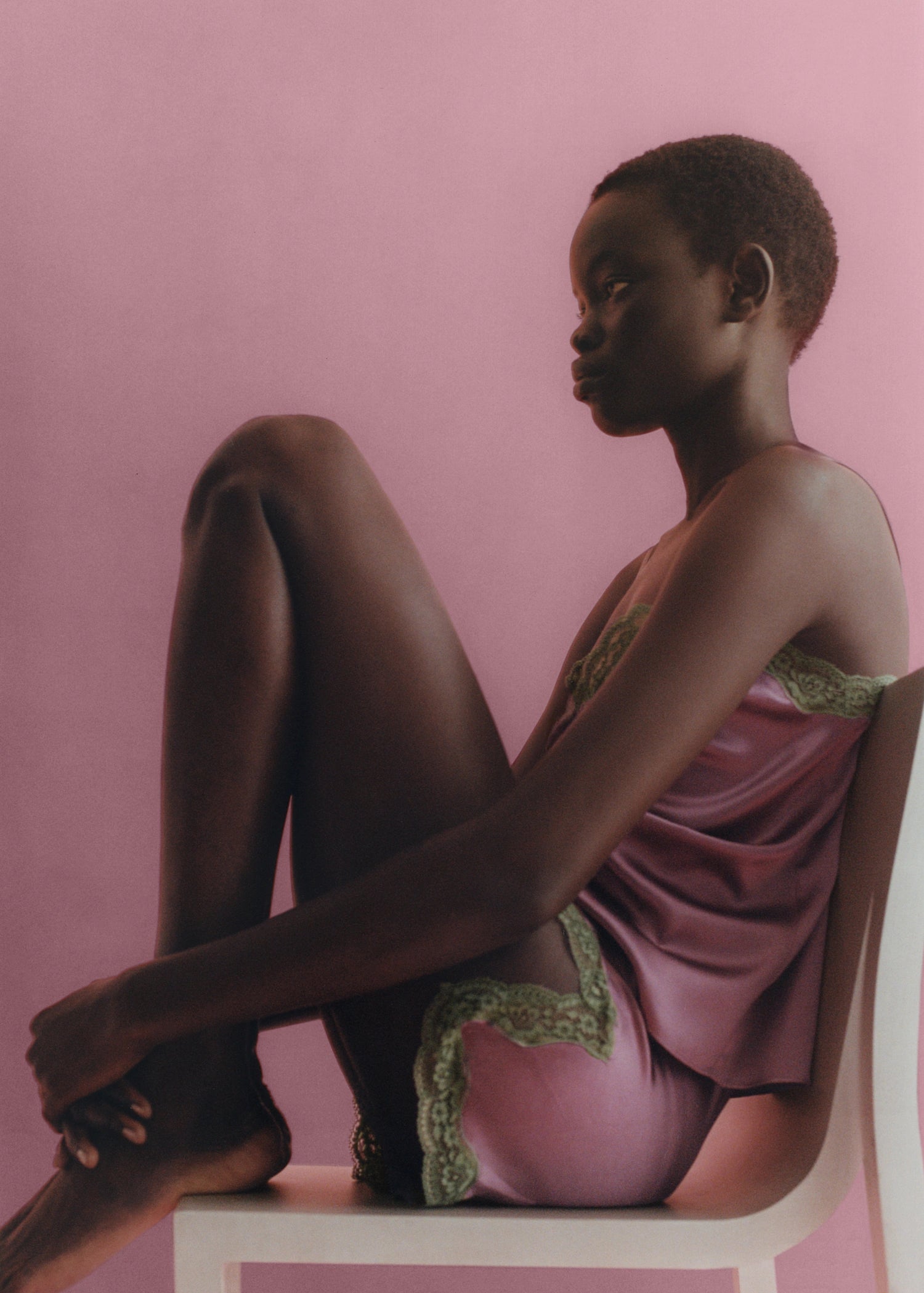 Silk Shorts With Contrasting Lace Trim