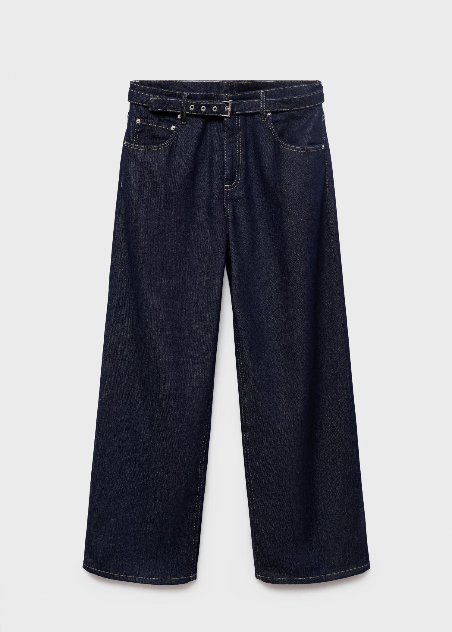 Straight Fit Belt Jeans