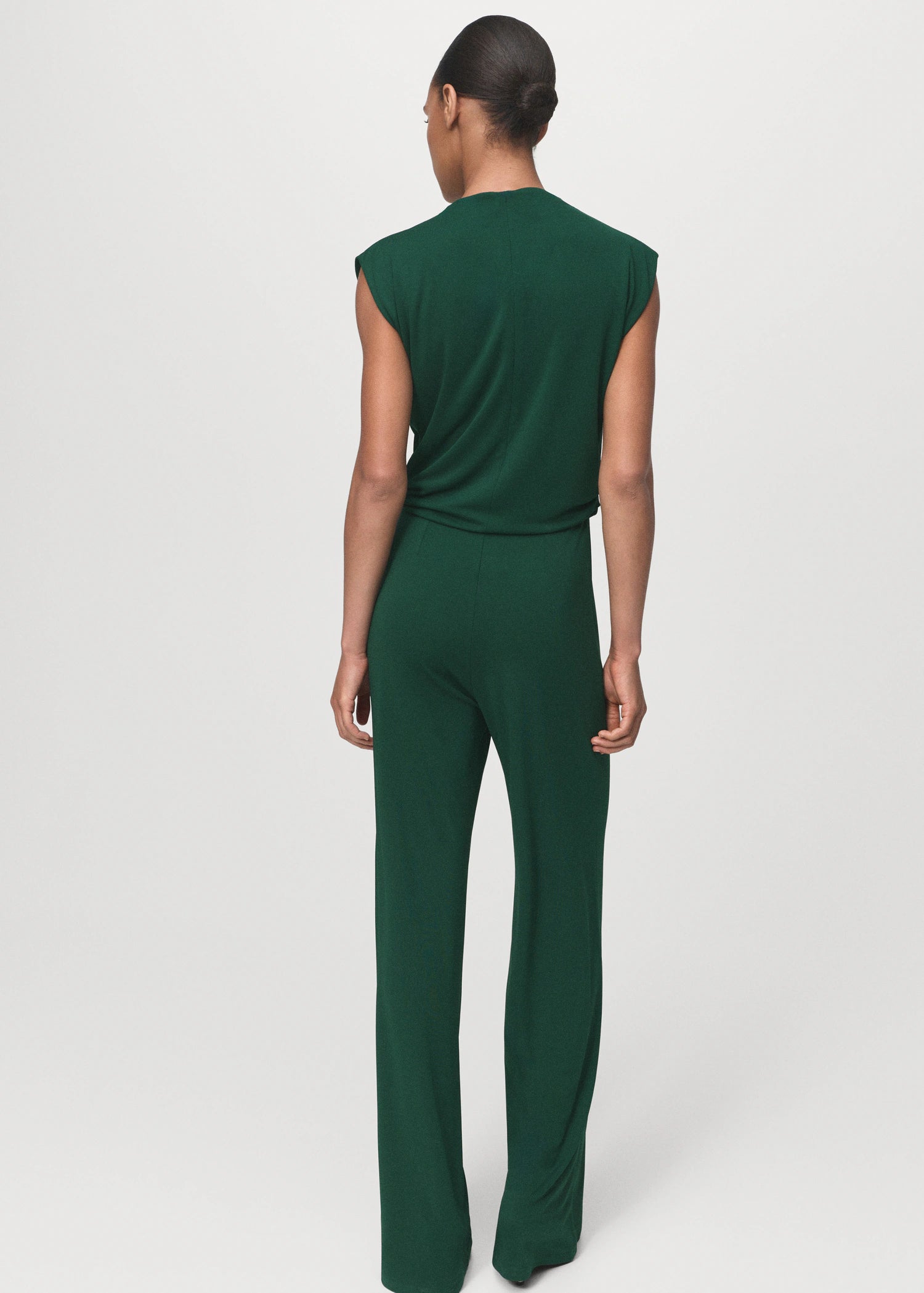 Straight Fit Jumpsuit With Draped Neckline