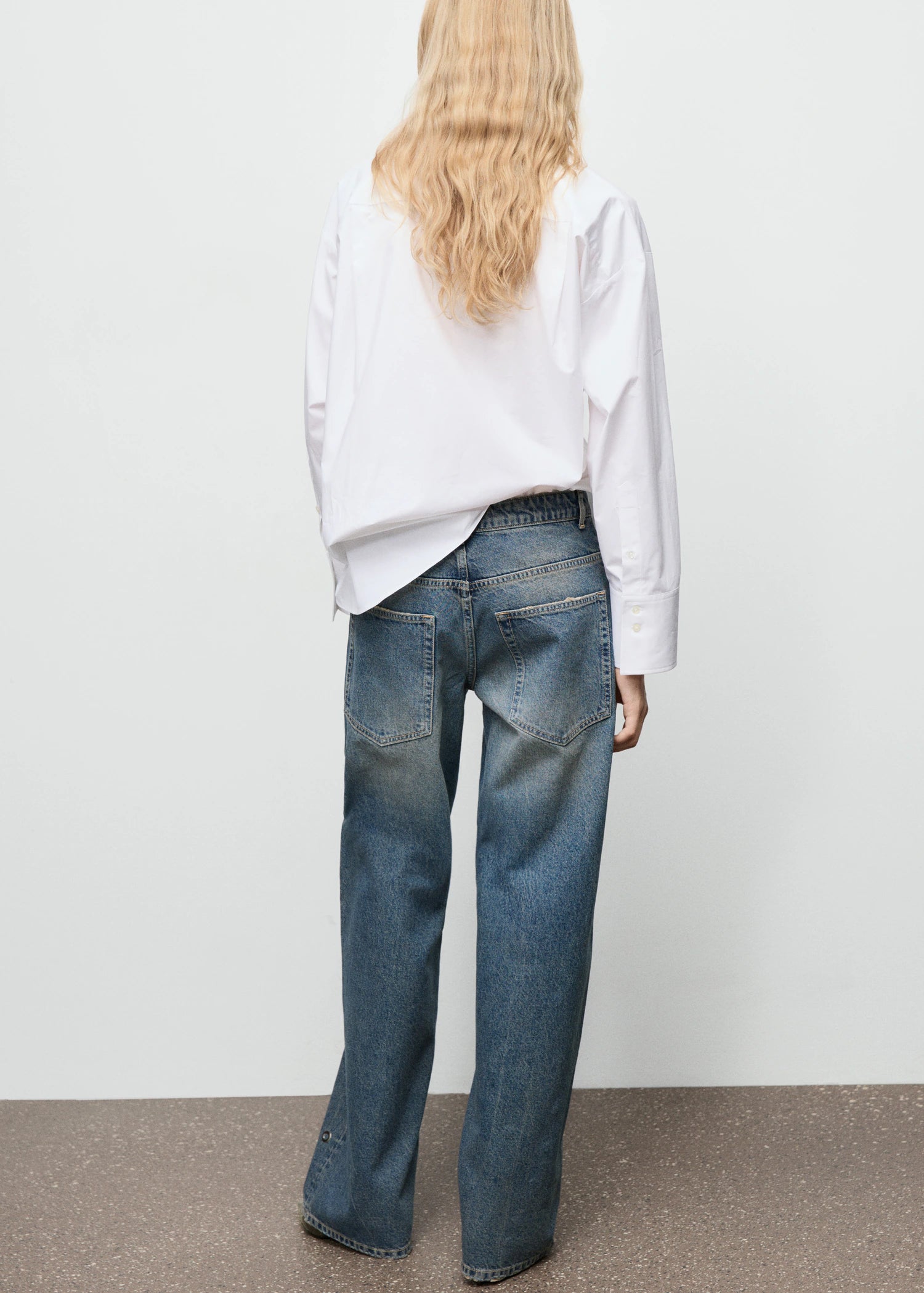 Straight Leg Jeans With Eyelets