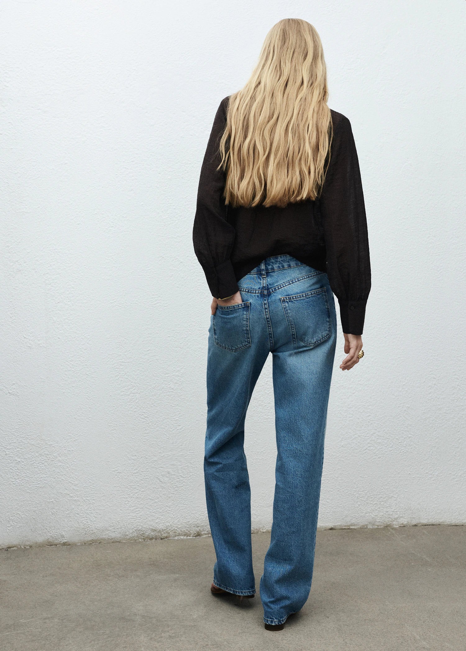 Straight Leg Jeans With Floral Pattern