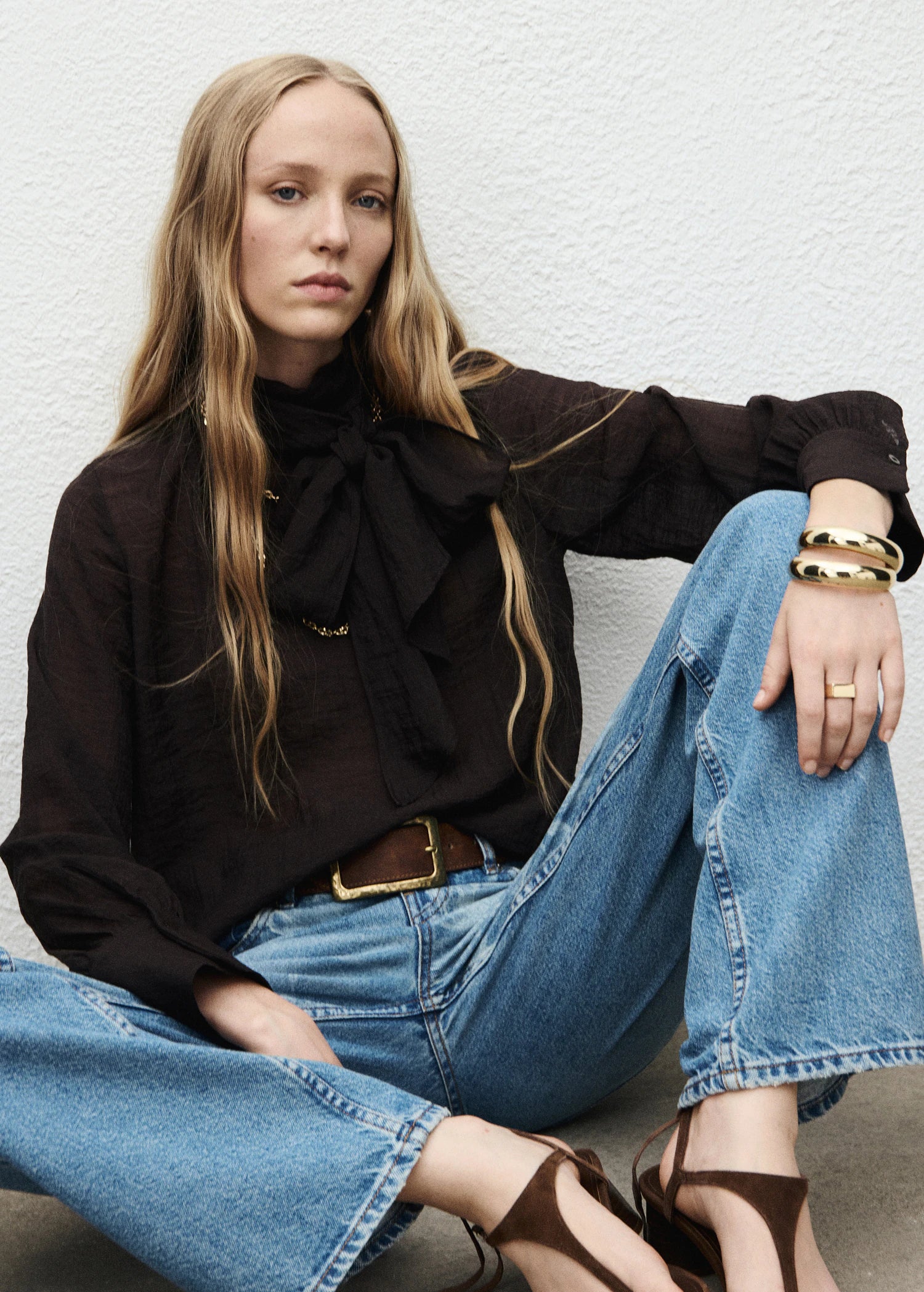 Straight Leg Jeans With Floral Pattern