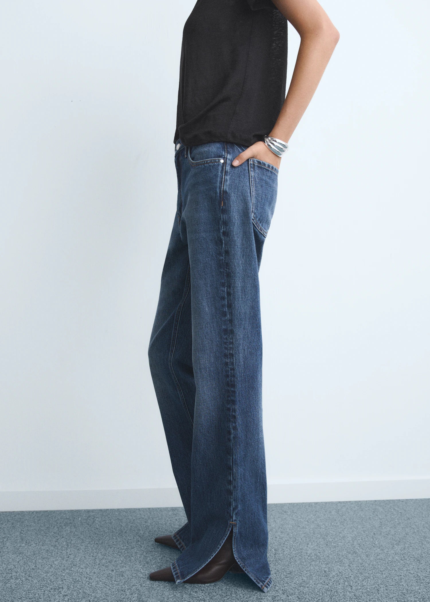 Straight Leg Jeans With Openings