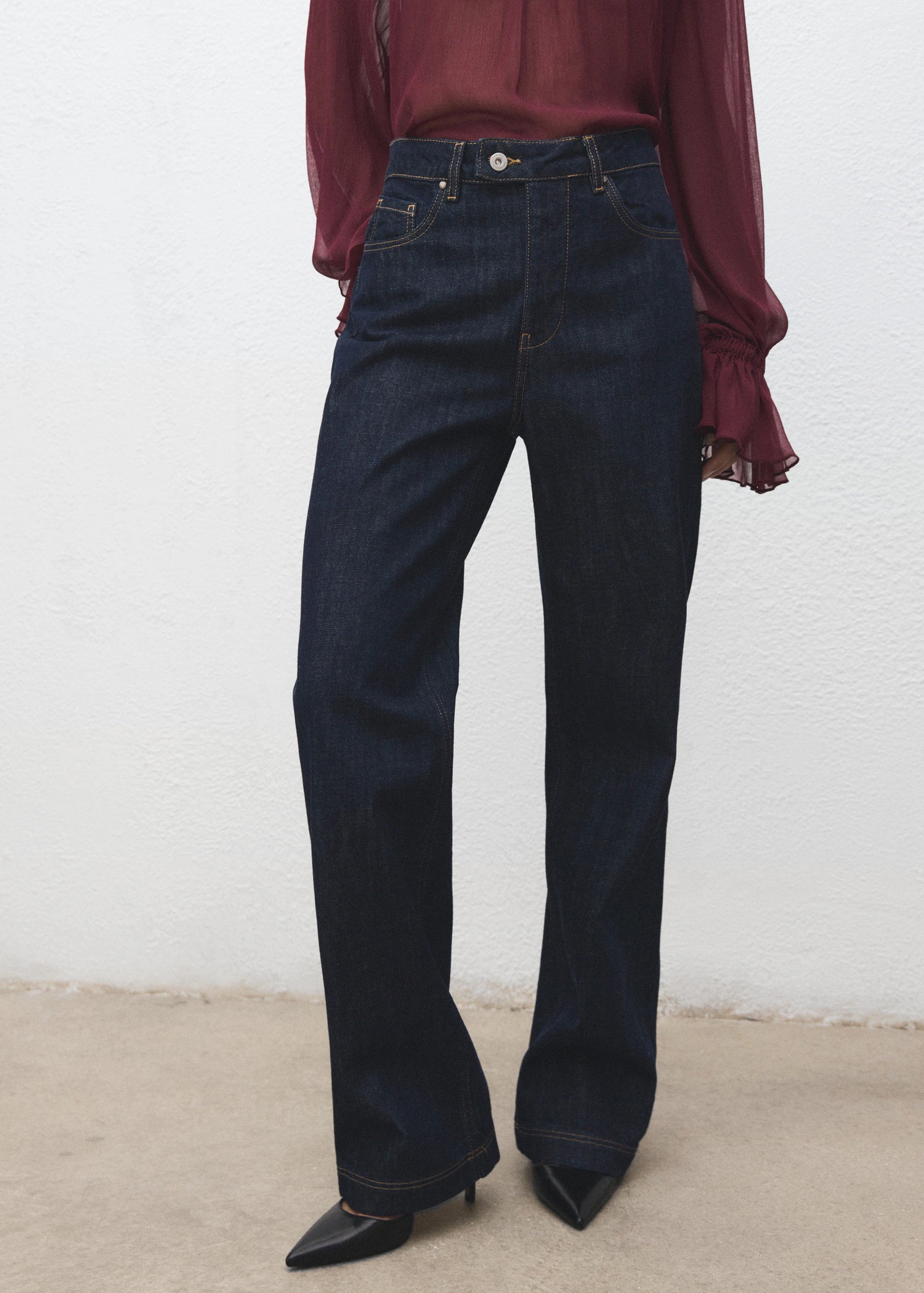 Straight Leg Jeans With Placket
