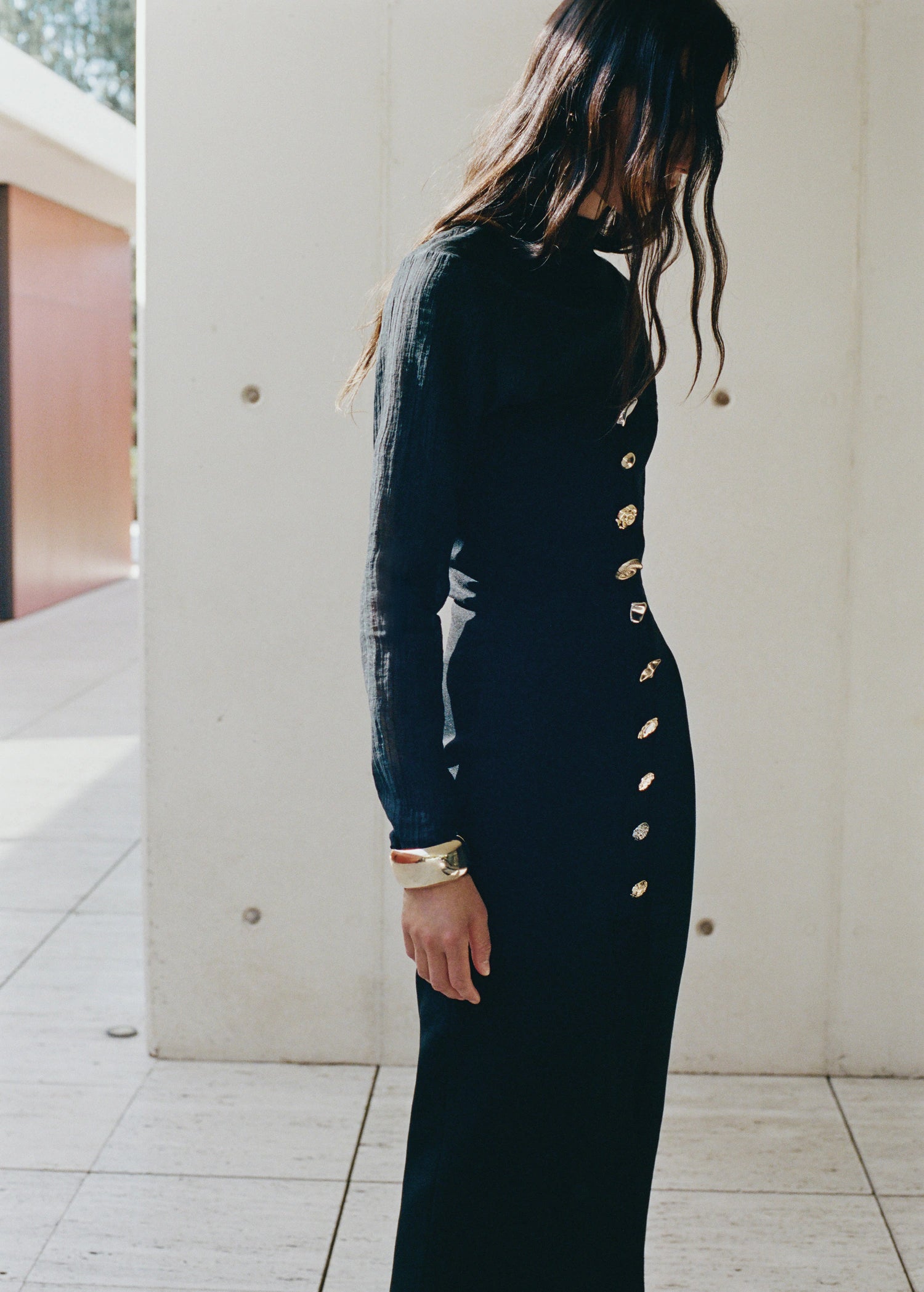 Strapless Dress With Jewel Buttons