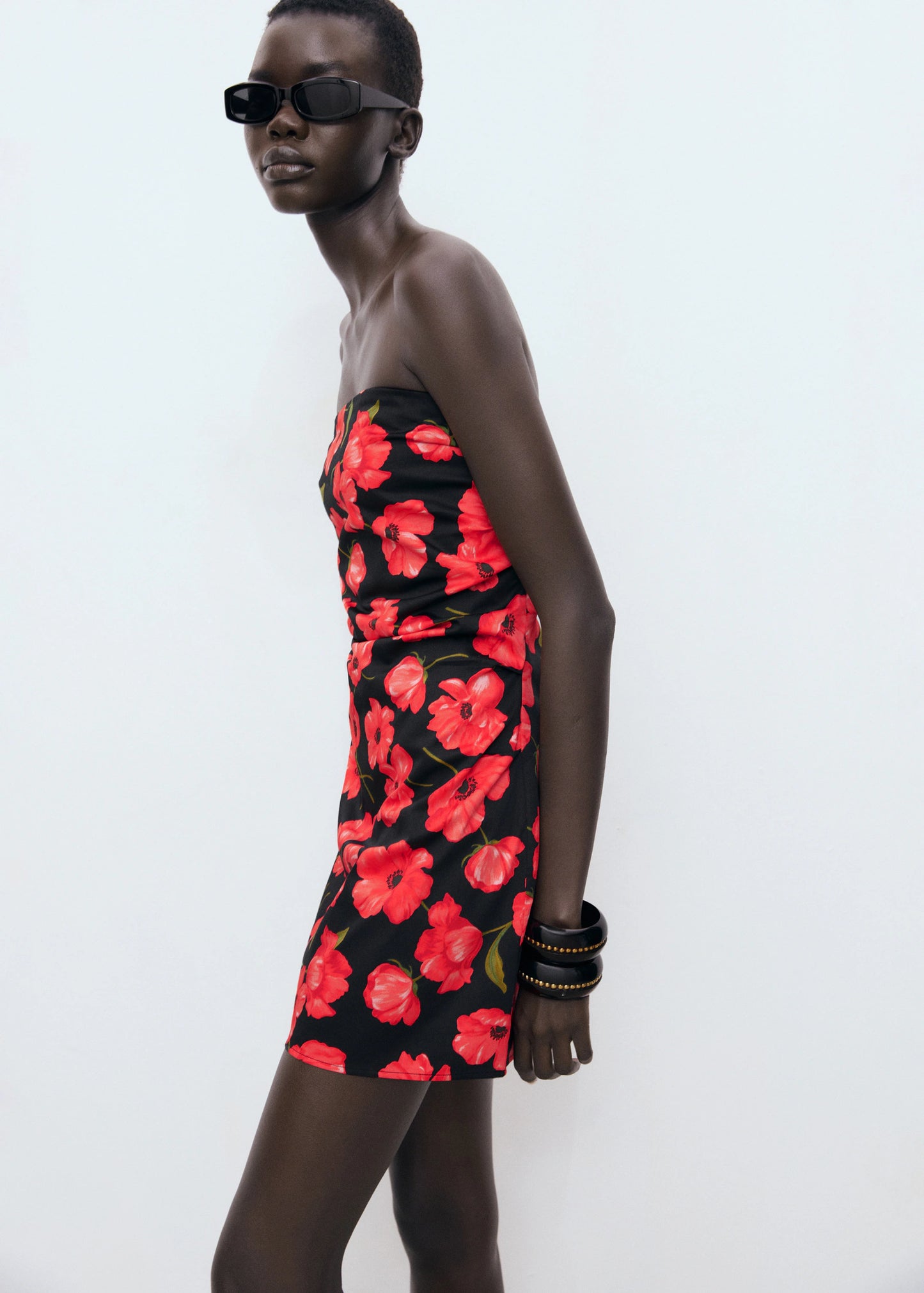 Strapless Floral Dress