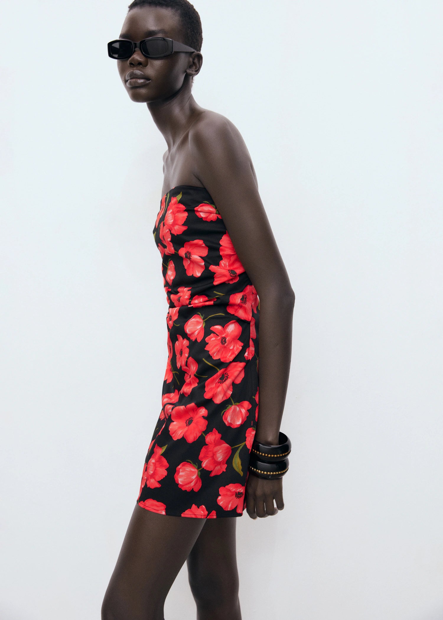 Strapless Floral Dress