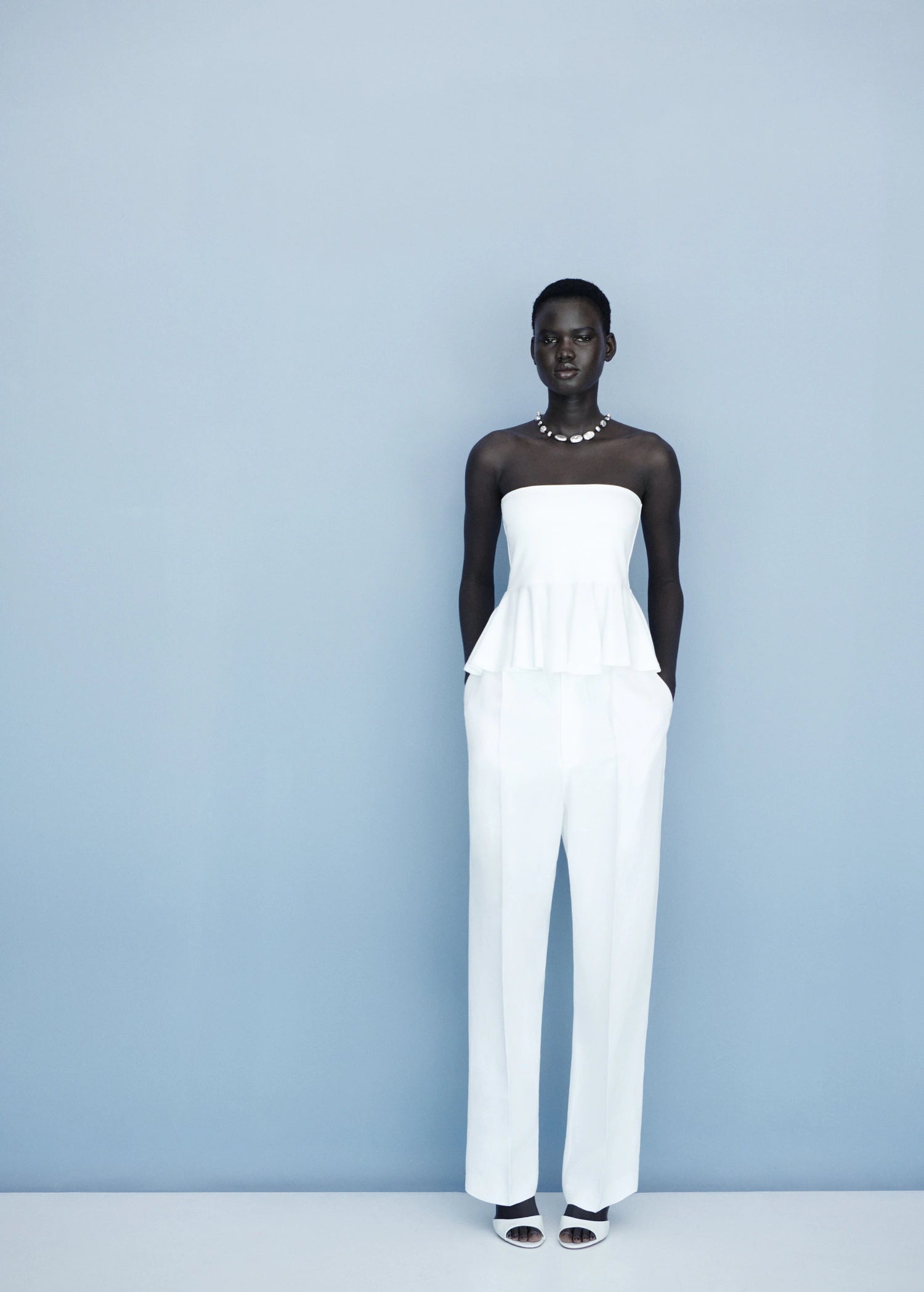 Strapless Peplum Top