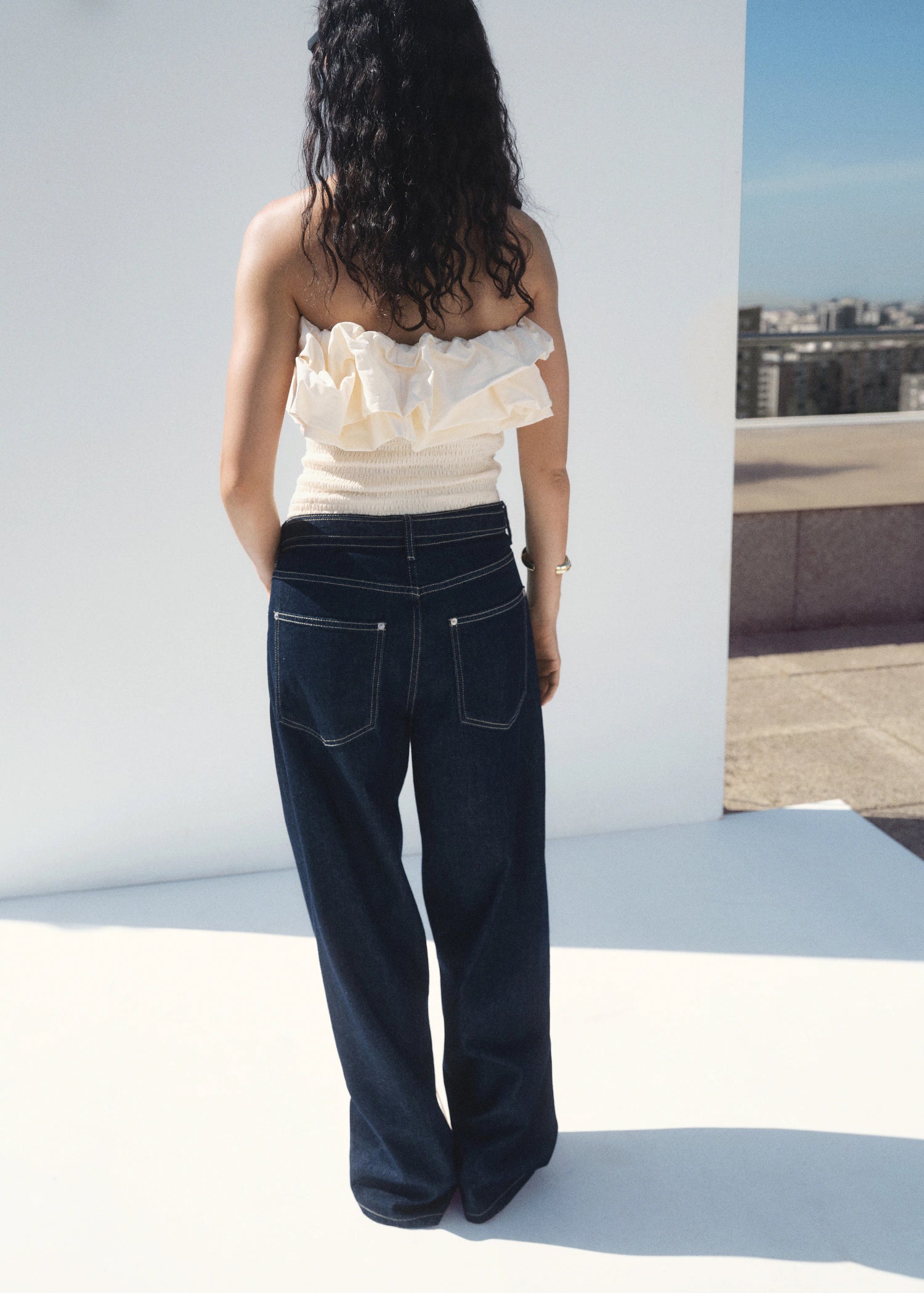 Strapless Top With Ruffles