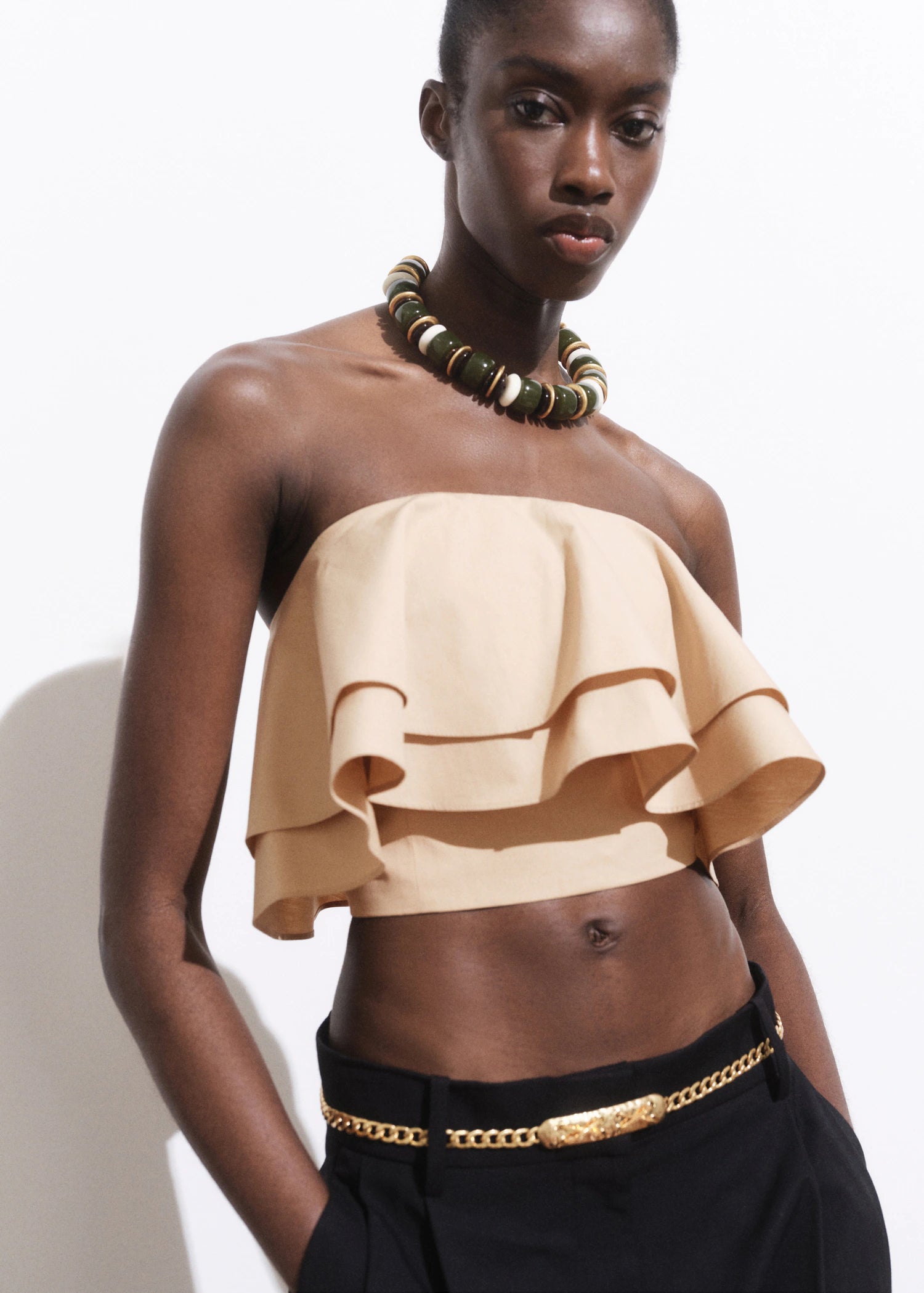 Strapless Top With Ruffles