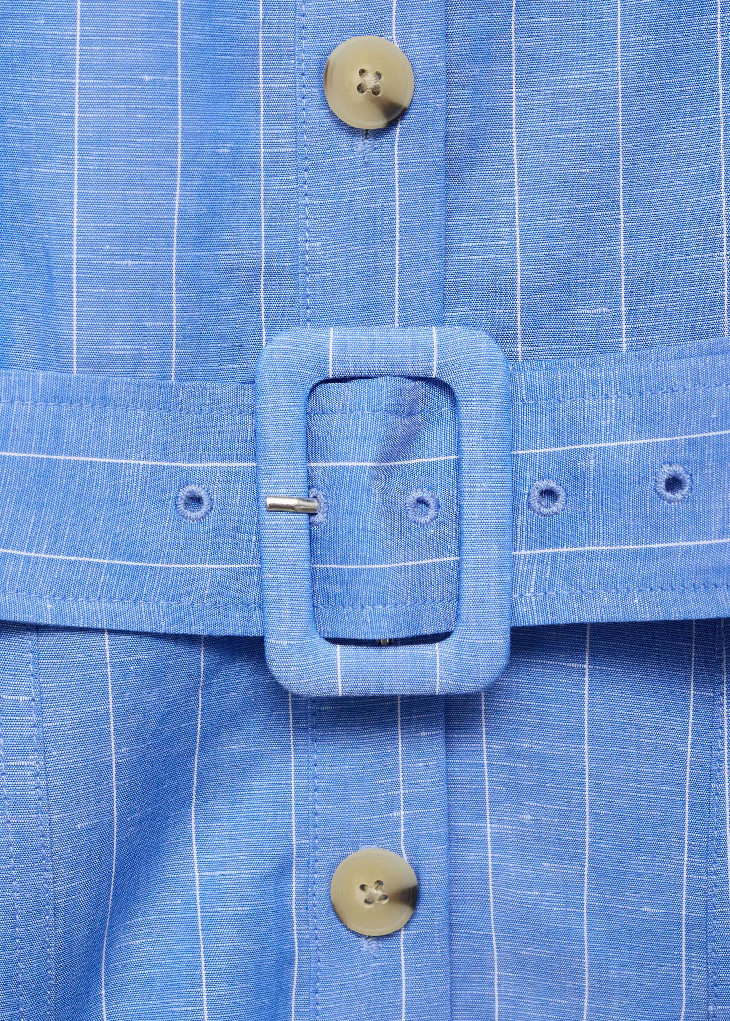 Striped Linen Blend Shirt Style Dress