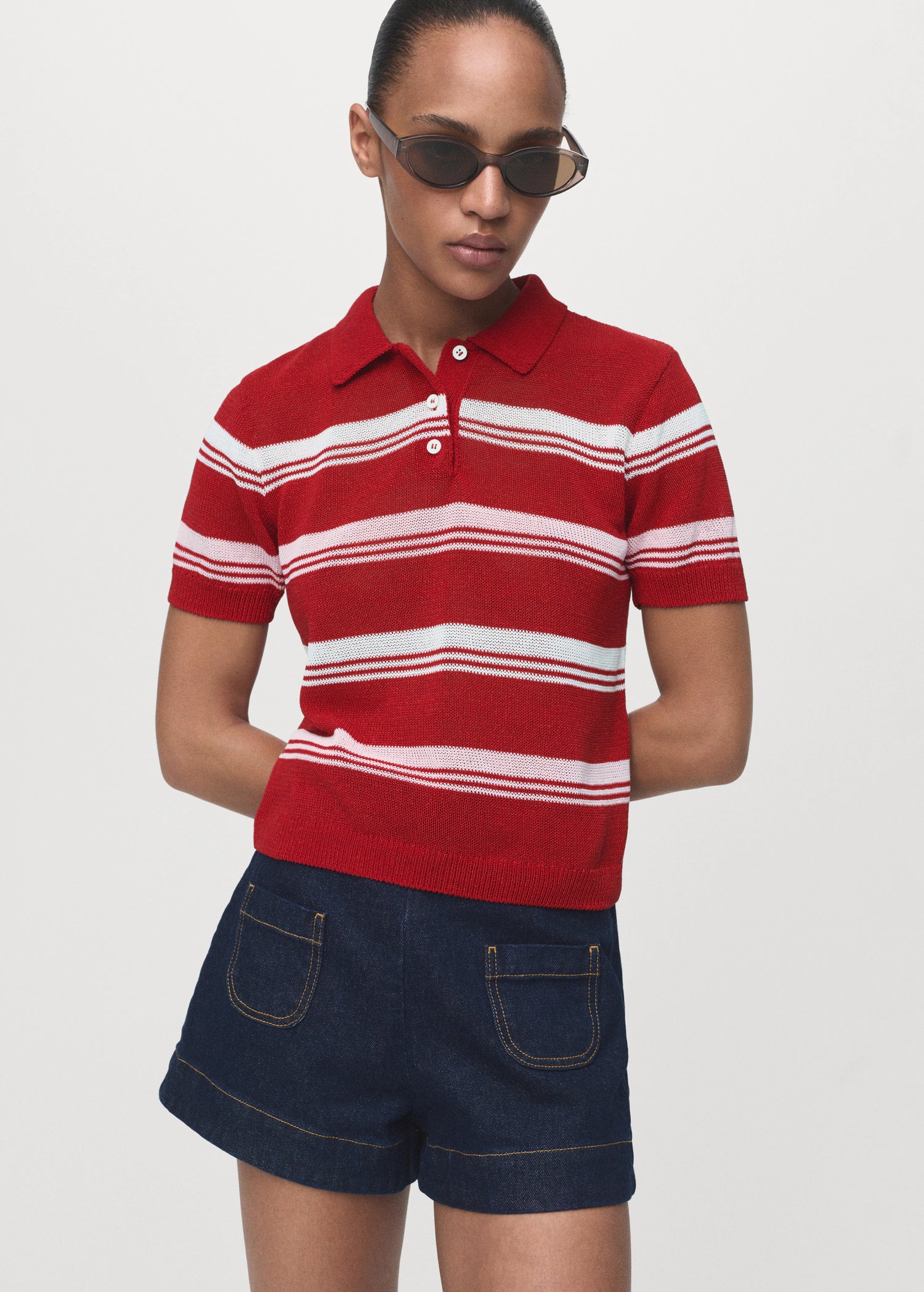 Striped Polo Neck Sweater