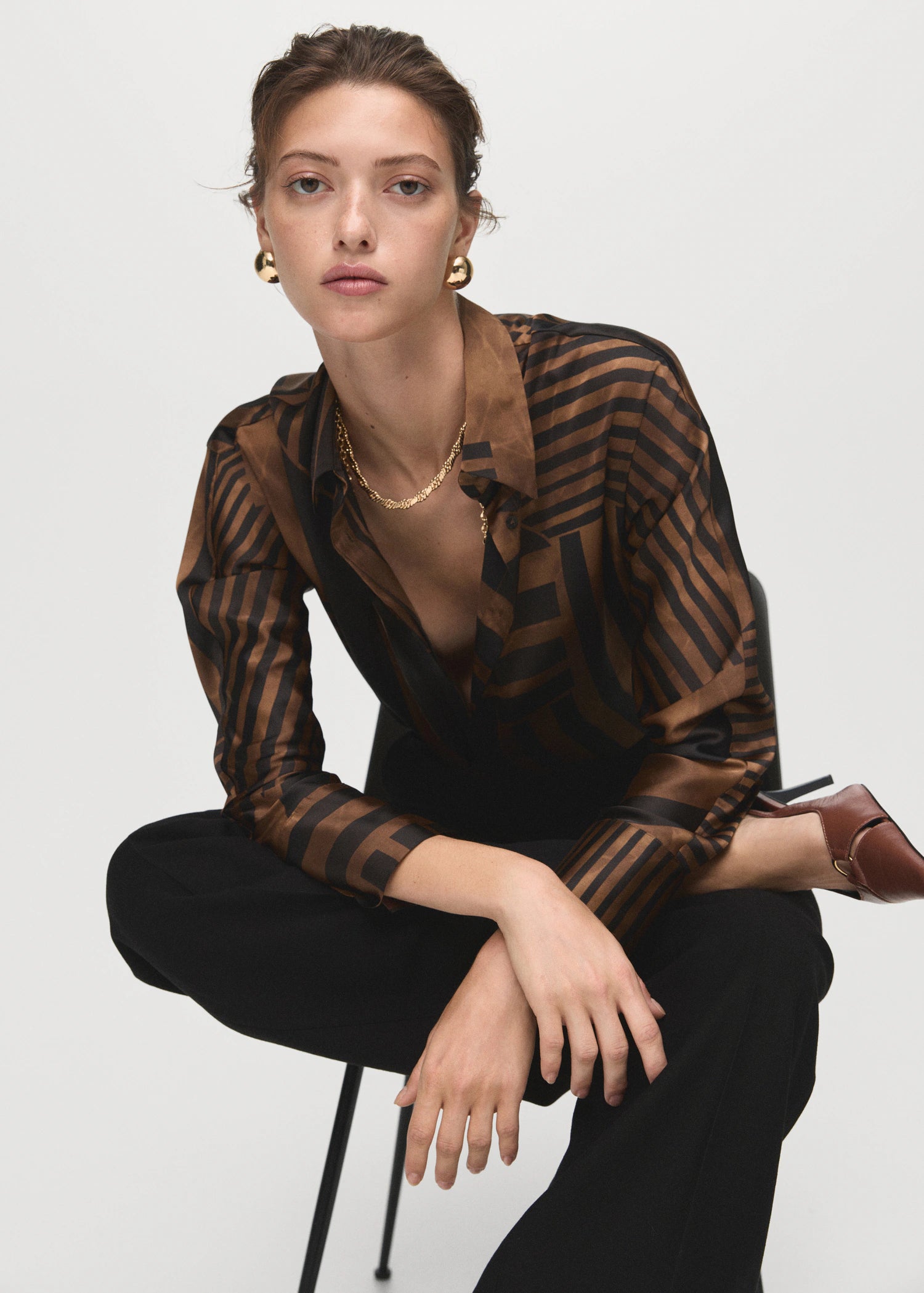 Striped Satin Blouse