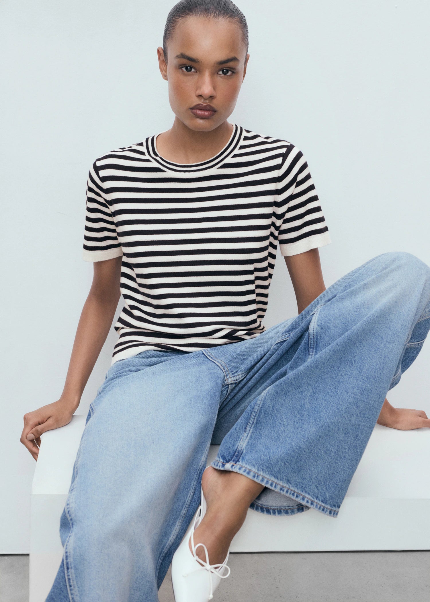 Striped Short Sleeved Sweater