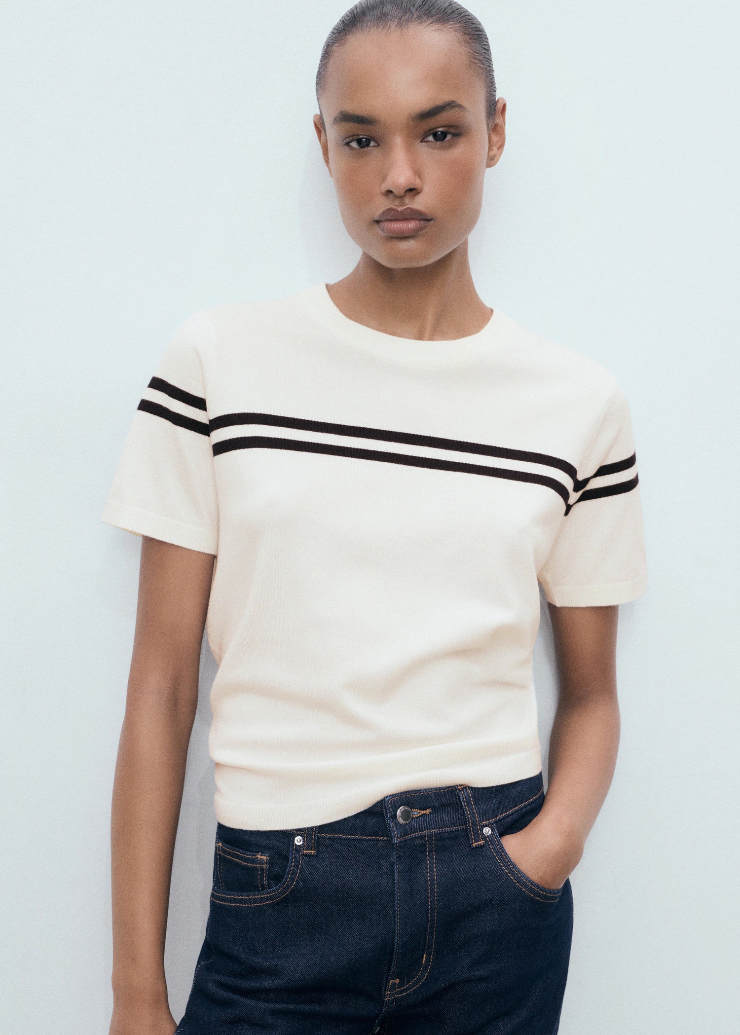 Striped Short Sleeved Sweater