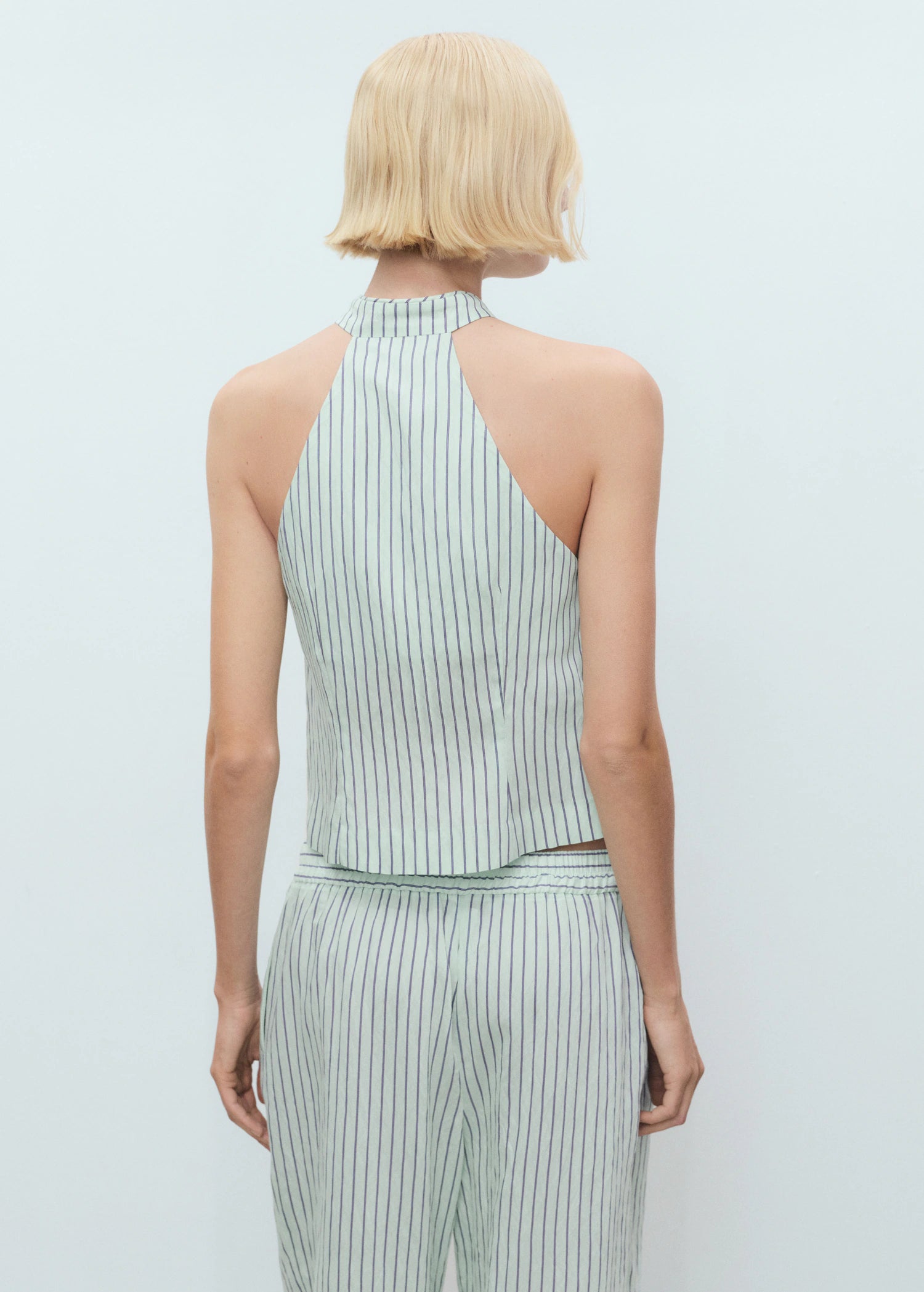 Striped Top With A Strap Neckline And Laces