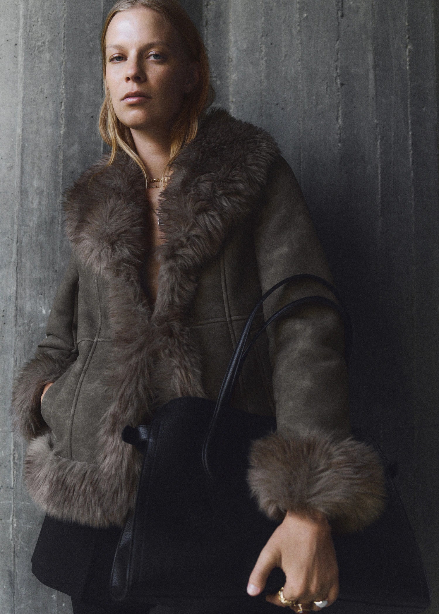 Suede And Fur Effect Jacket