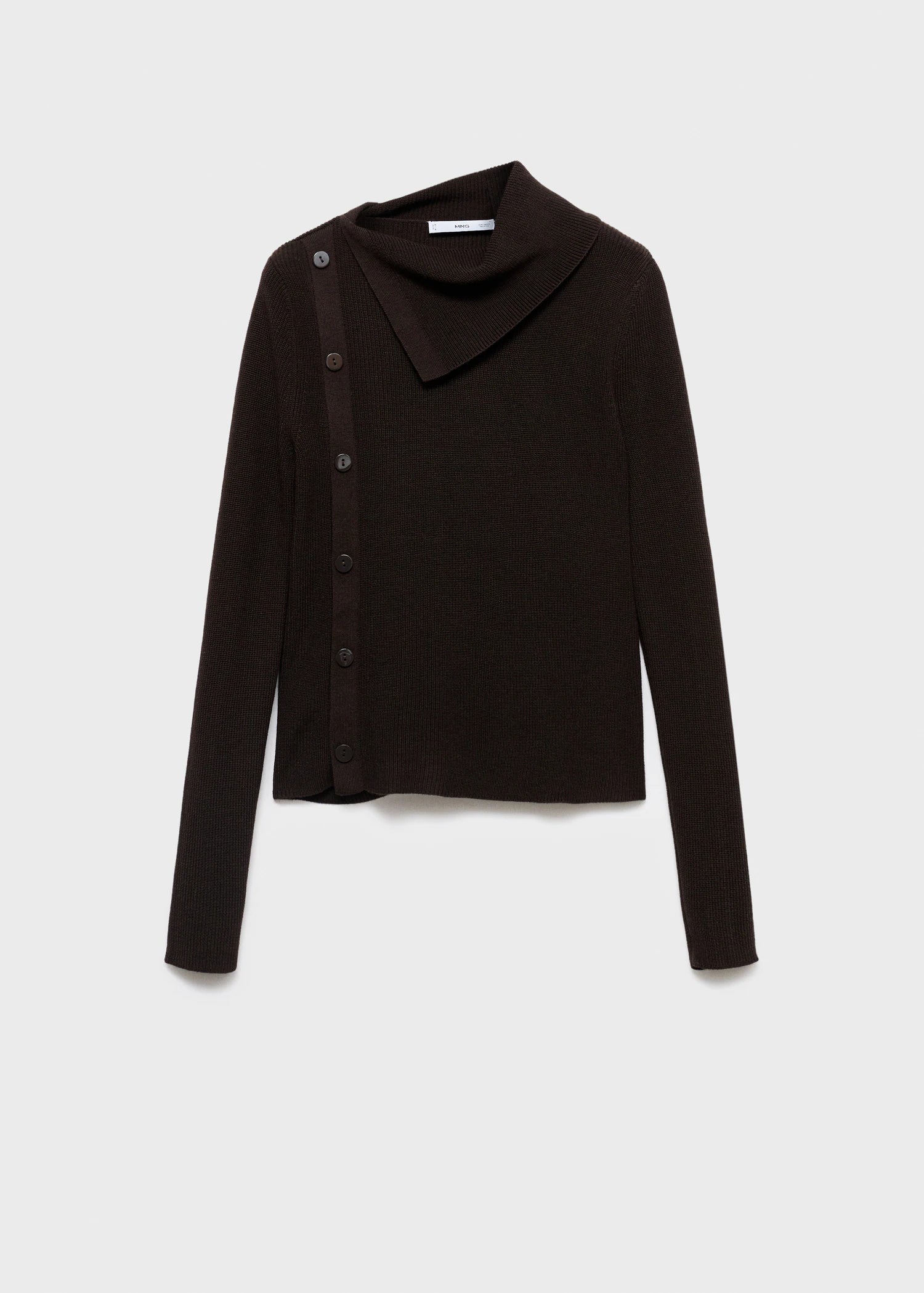 Sweater With Asymmetrical Neck And Buttons