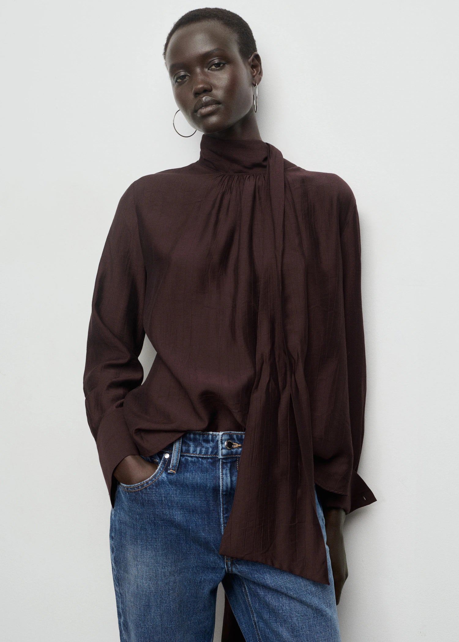 Textured Blouse With Foulard
