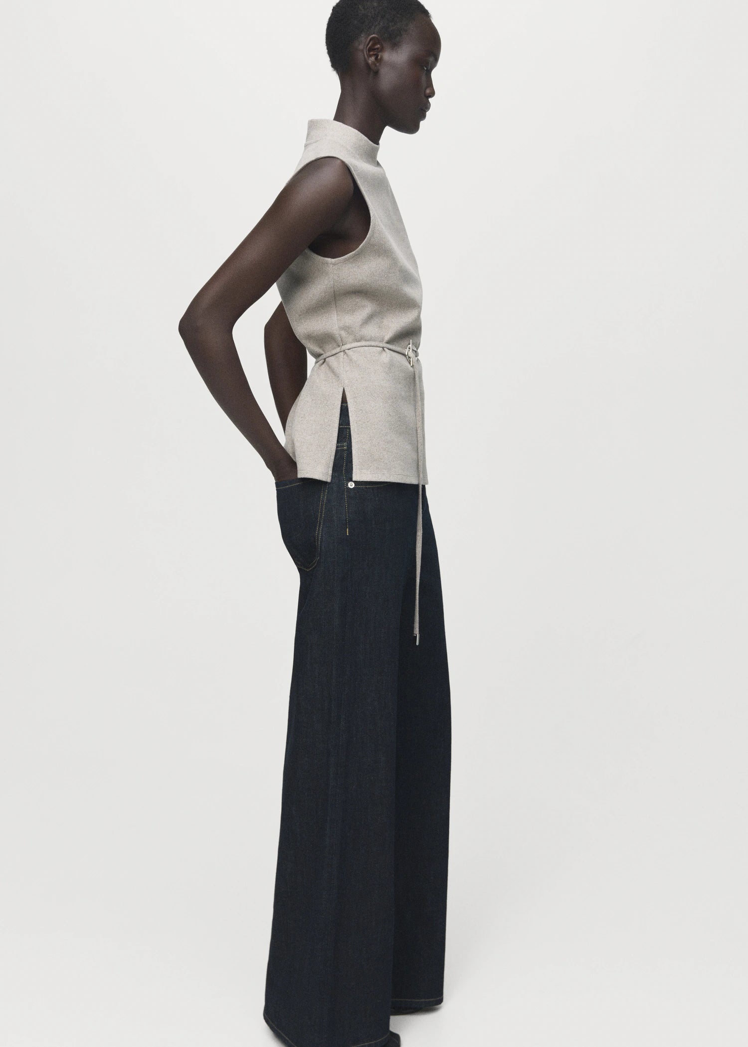 Turtleneck Top With Belt