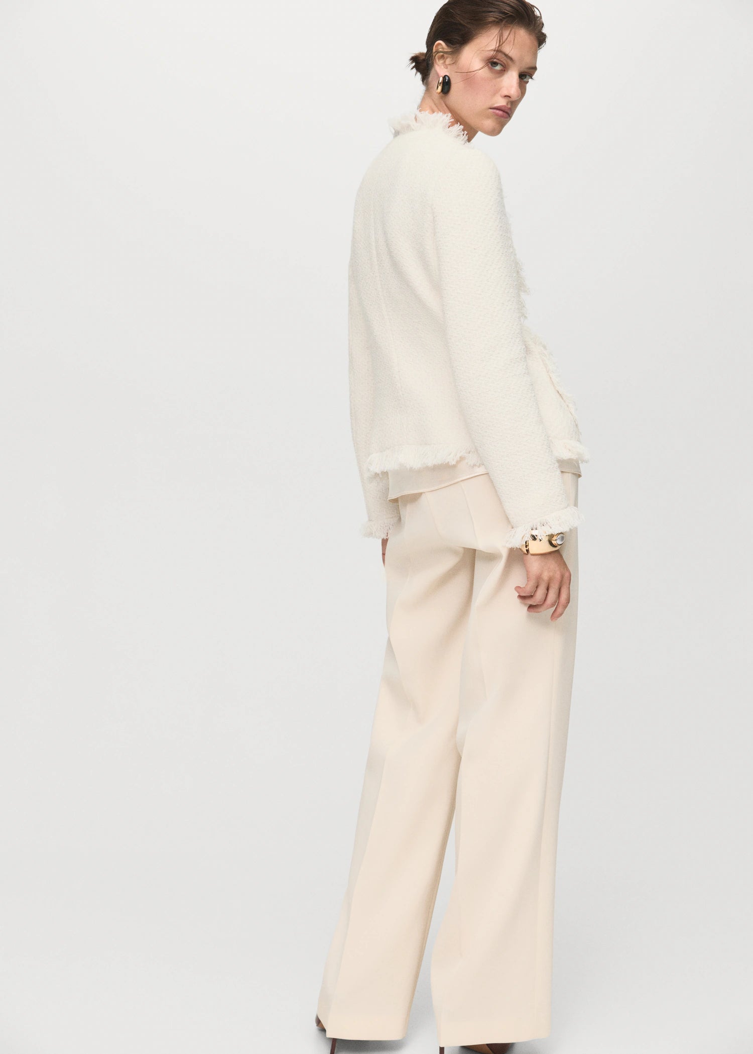 Tweed Jacket With Frayed Ends