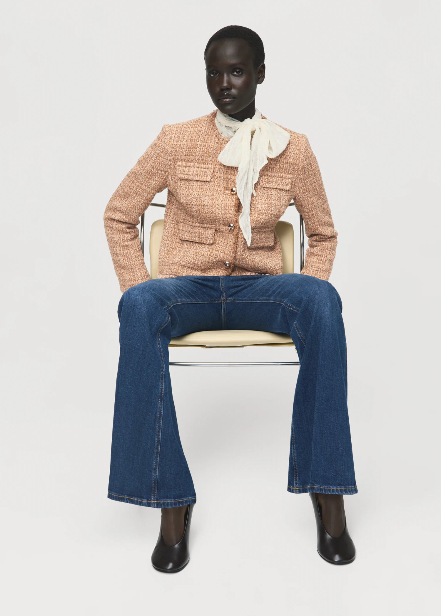 Tweed Jacket With Frayed Ends