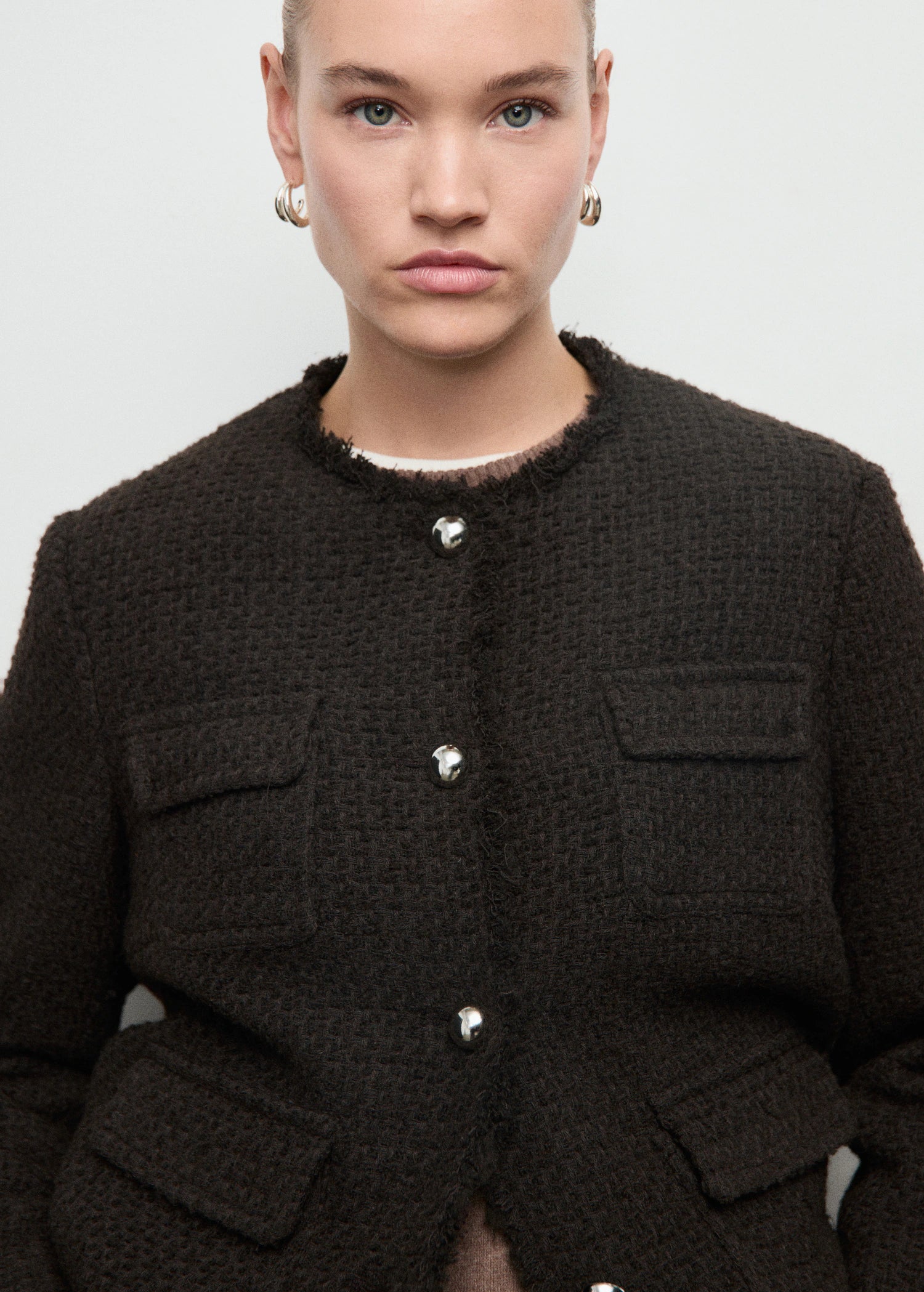 Tweed Jacket With Frayed Ends