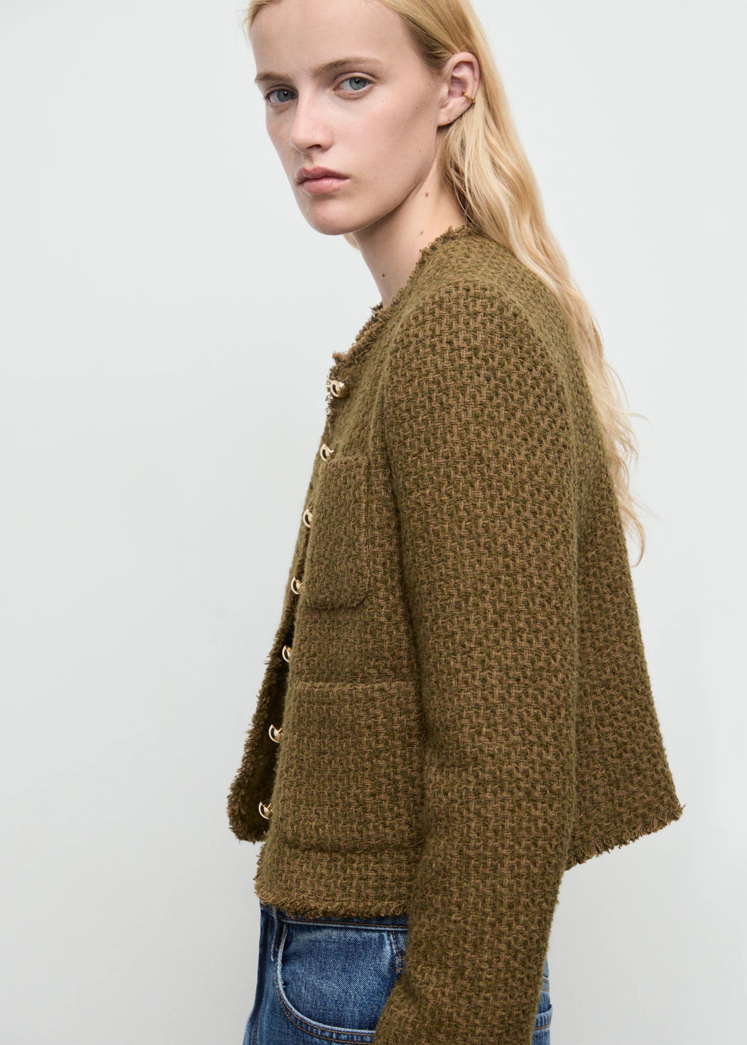 Tweed Jacket With Jewel Buttons