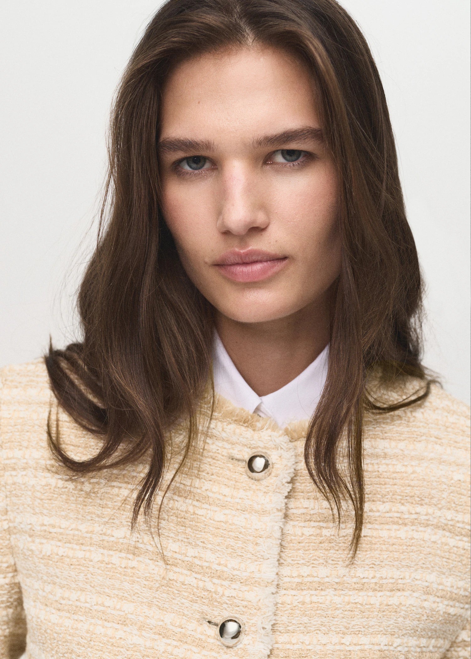 Tweed Jacket With Jewel Buttons