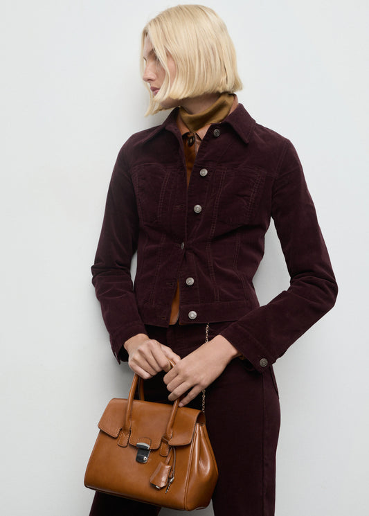 Velvet Bomber Jacket With Stitching