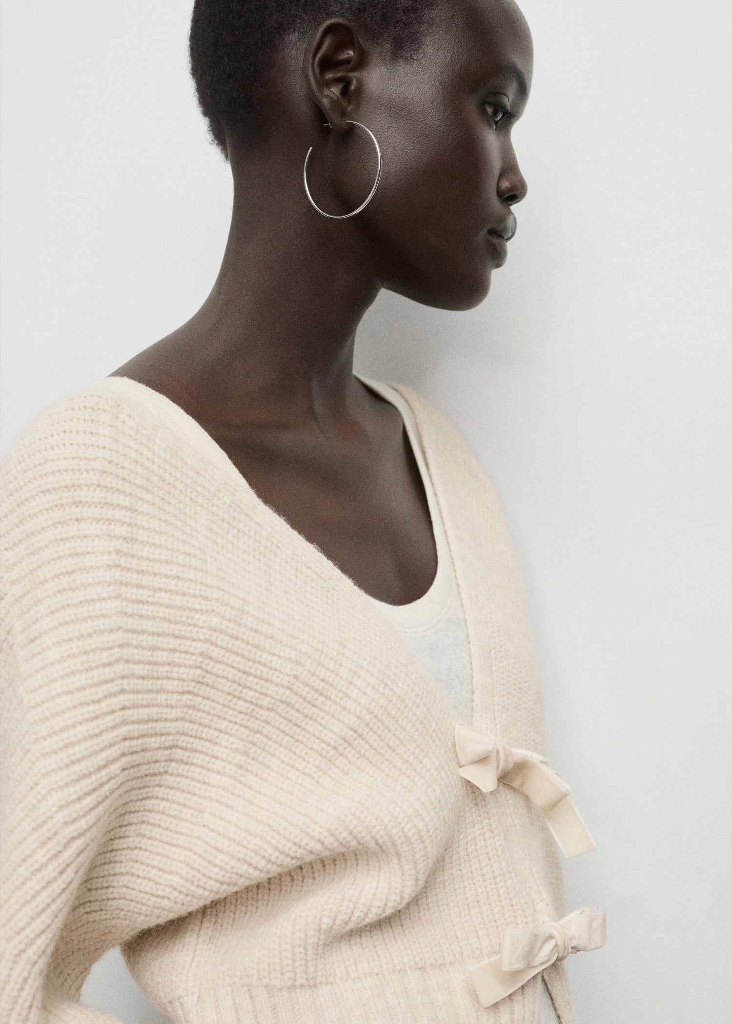 V Neck Cardigan With Bows