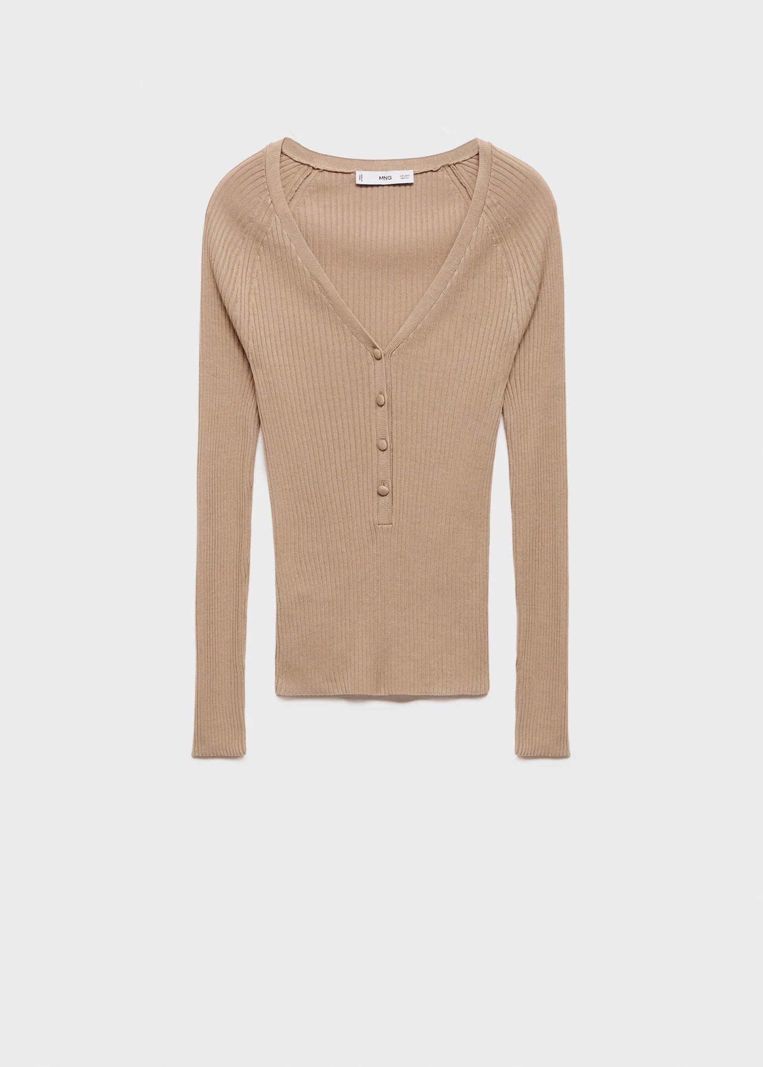 V Neck Ribbed Knit Sweater