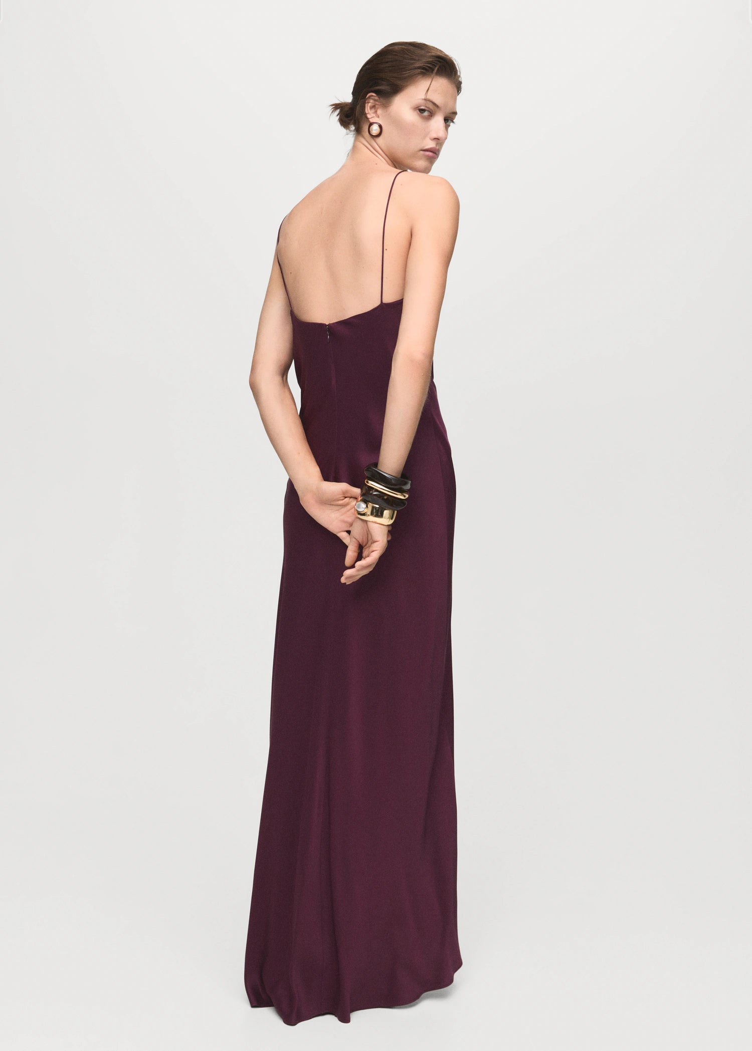 V Neck Satin Dress