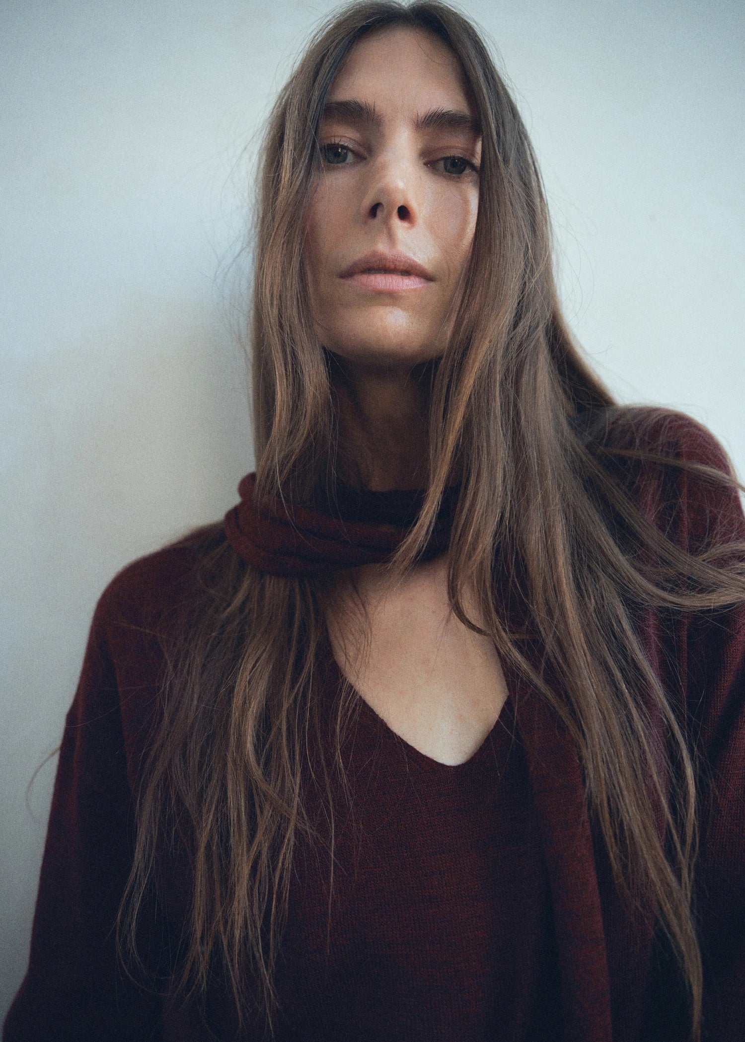 V Neck Sweater With Scarf