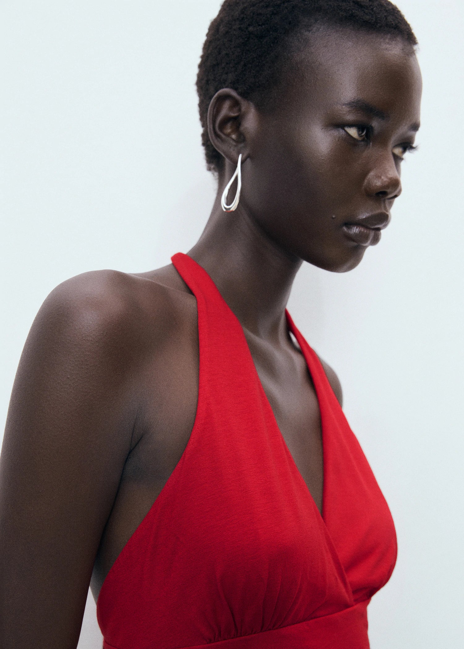 V Neck Top With Open Back