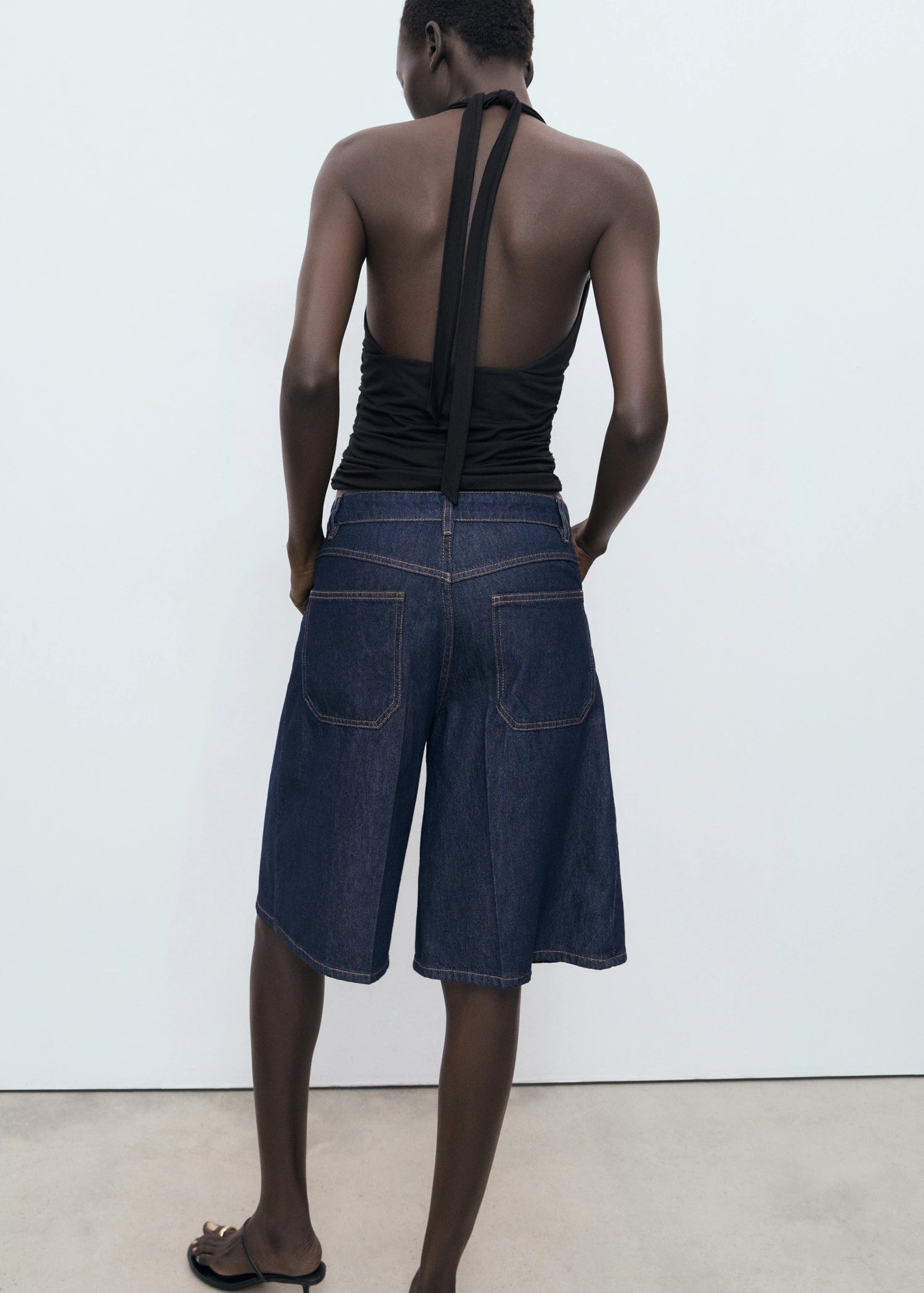 V Neck Top With Open Back