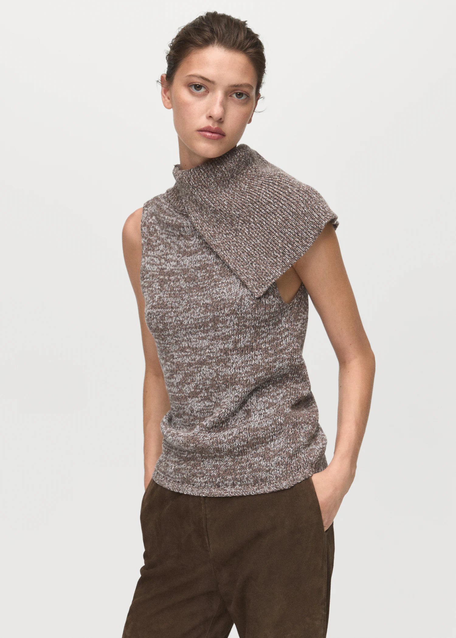 Waistcoat With Mottled Wrap Collar