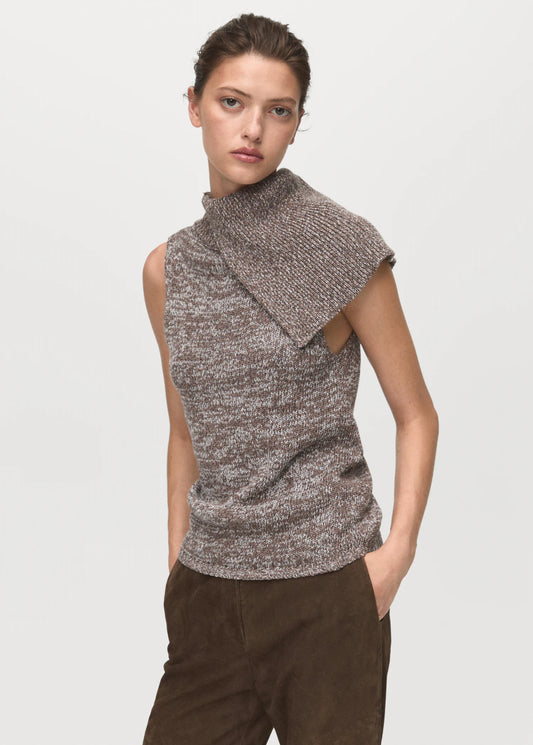 Waistcoat With Mottled Wrap Collar