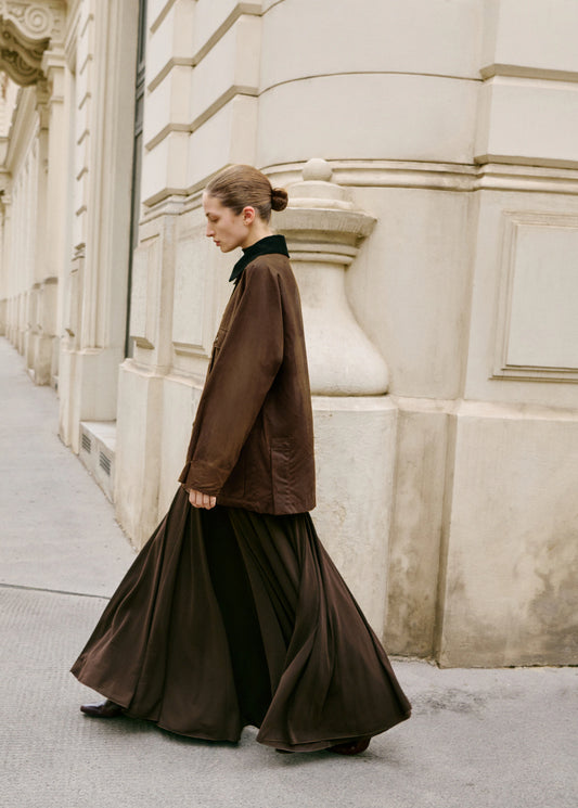 Waxed Effect Parka With Corduroy Collar