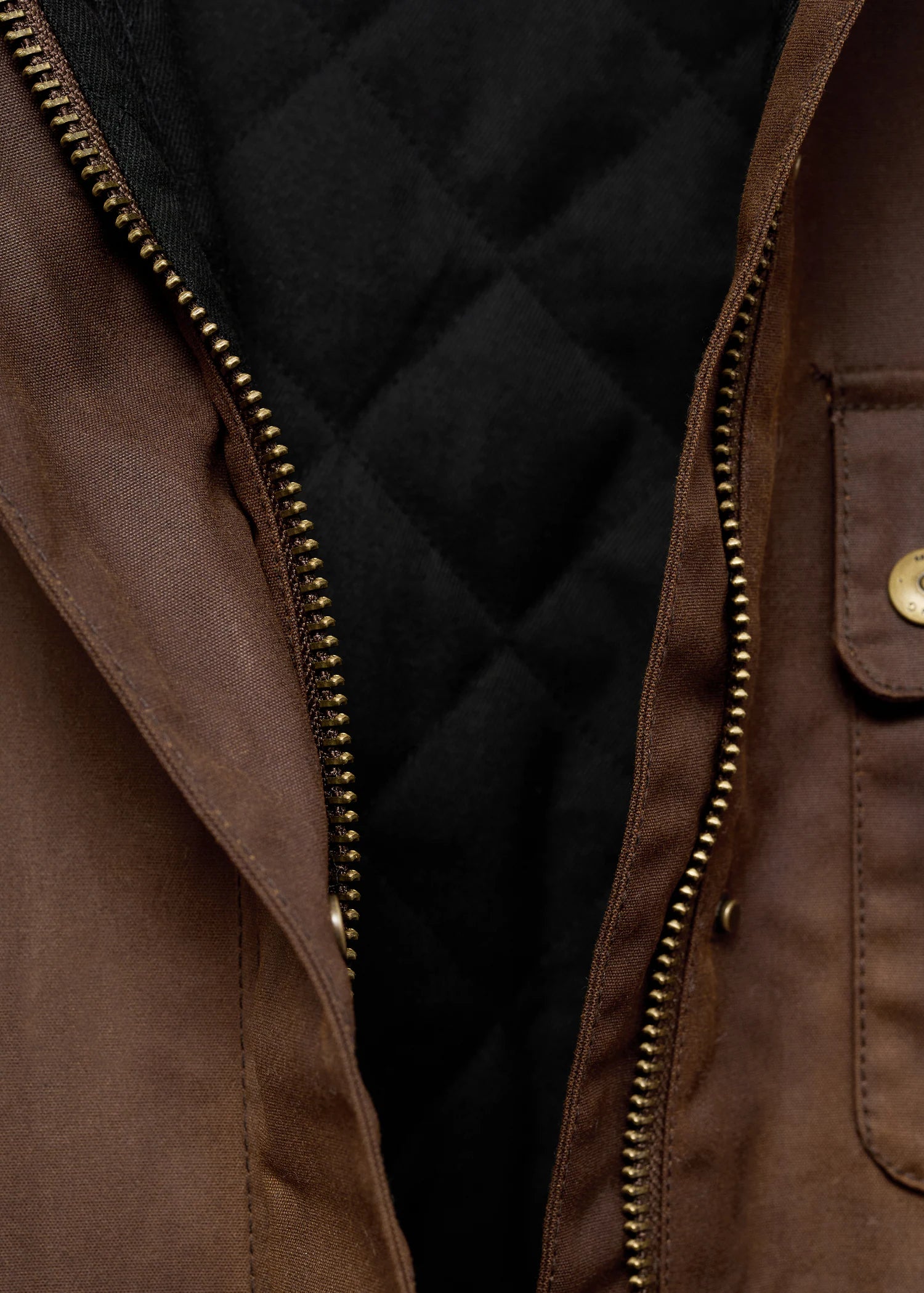 Waxed Effect Parka With Corduroy Collar