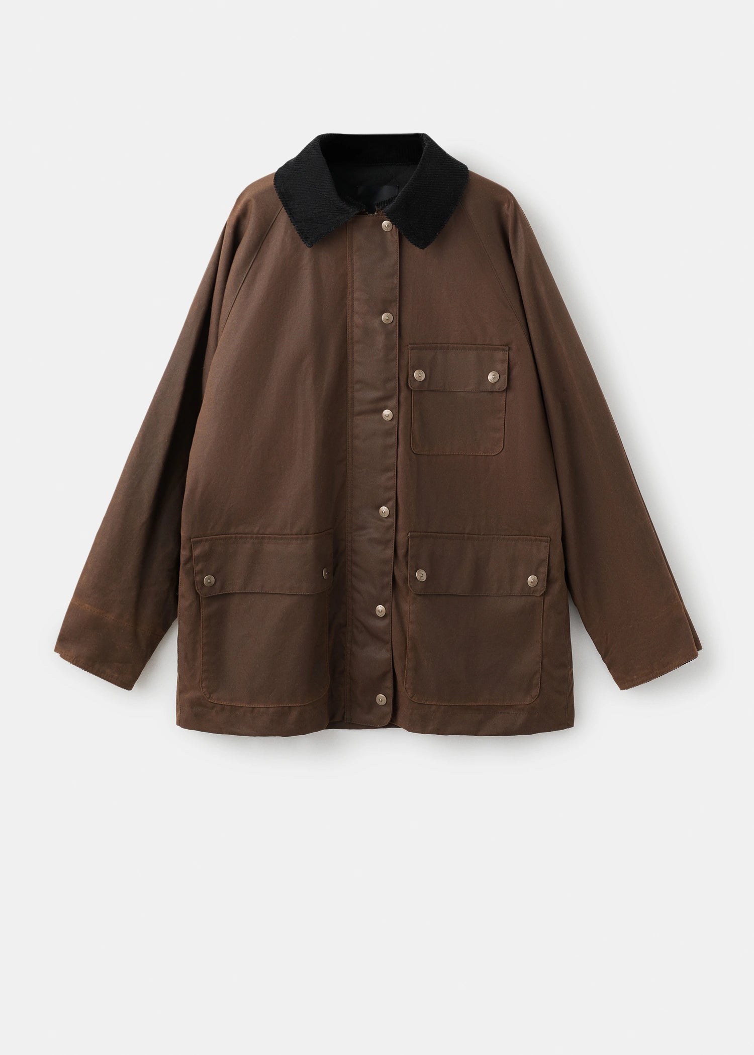 Waxed Effect Parka With Corduroy Collar