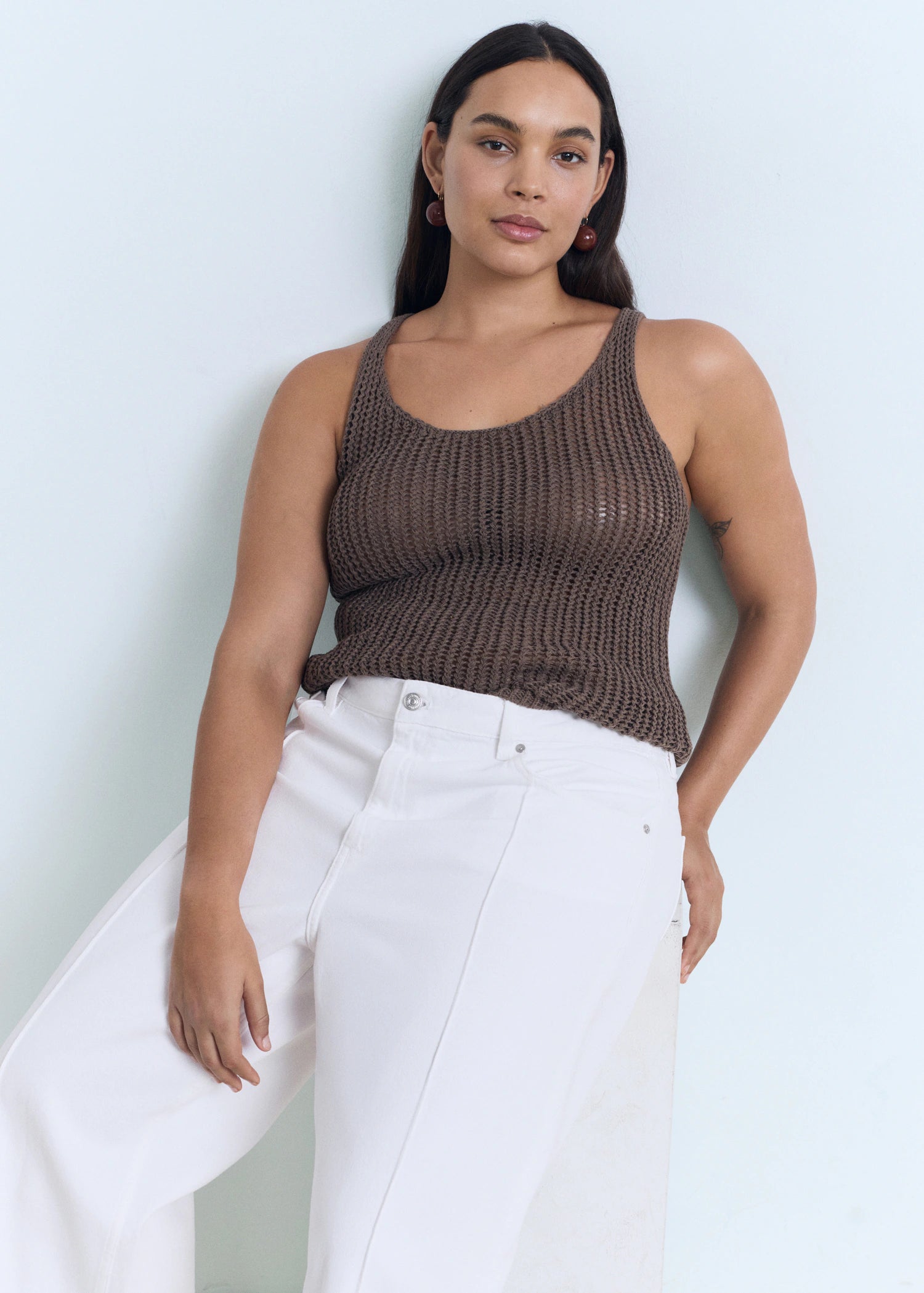 Wide Leg Cropped Jeans With Turned Up Hem