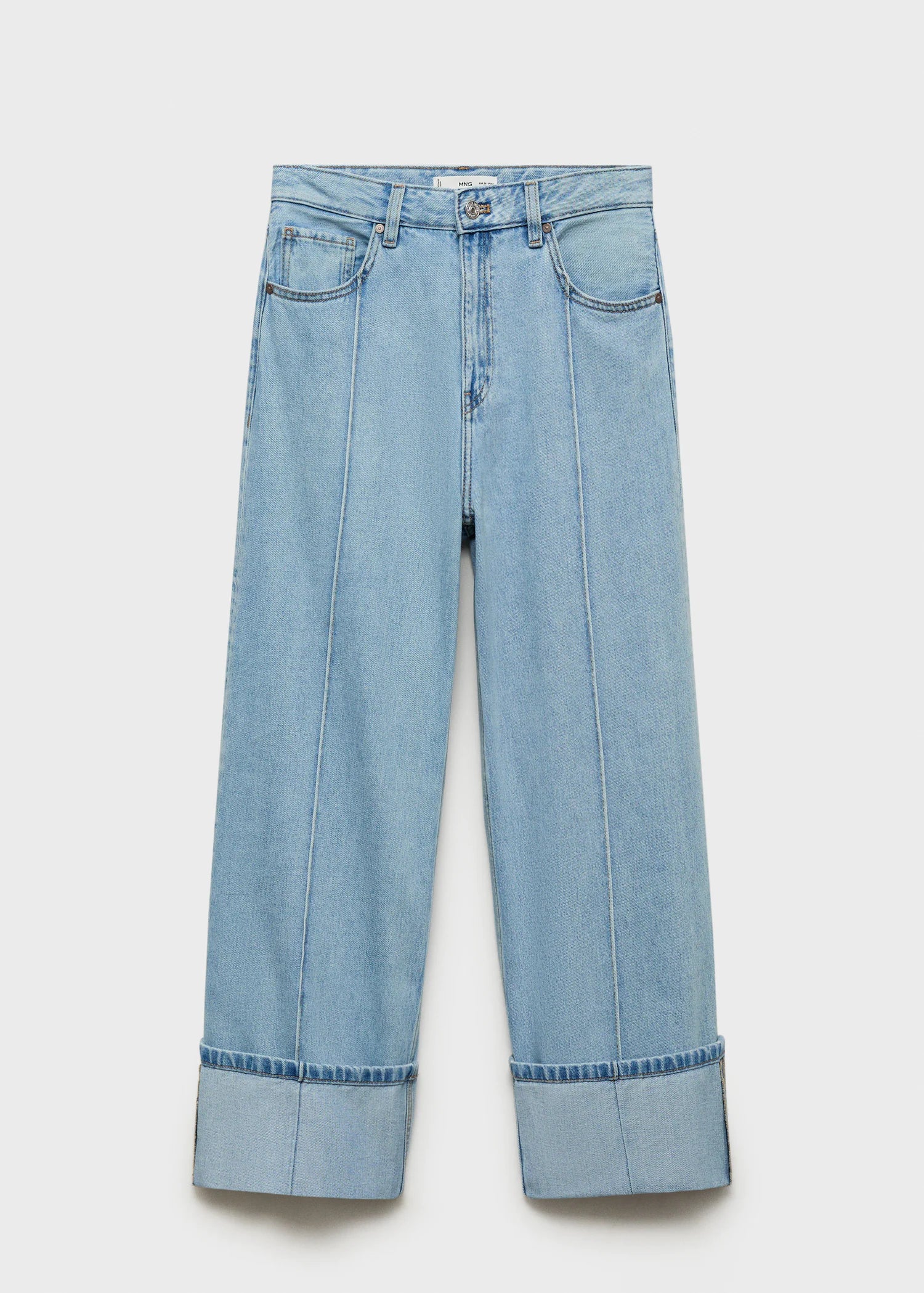 Wide Leg Cropped Jeans With Turned Up Hem